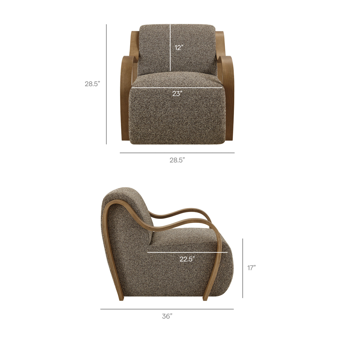 Atrium Earth Lattice Boucle Accent Armchair - Ornate Home