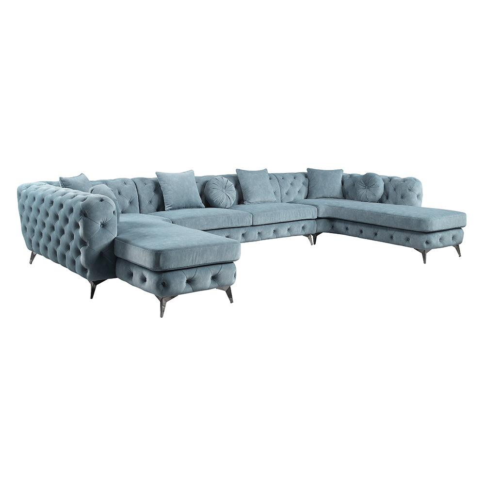 Atronia Deep Green "U" Shaped Sectional Sofa - Ornate Home