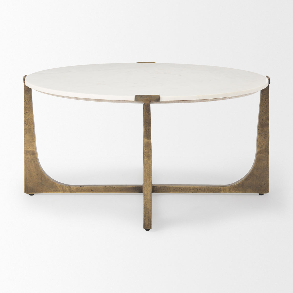 Atticus Antiqued Gold Marble and Metal Coffee Table - Ornate Home