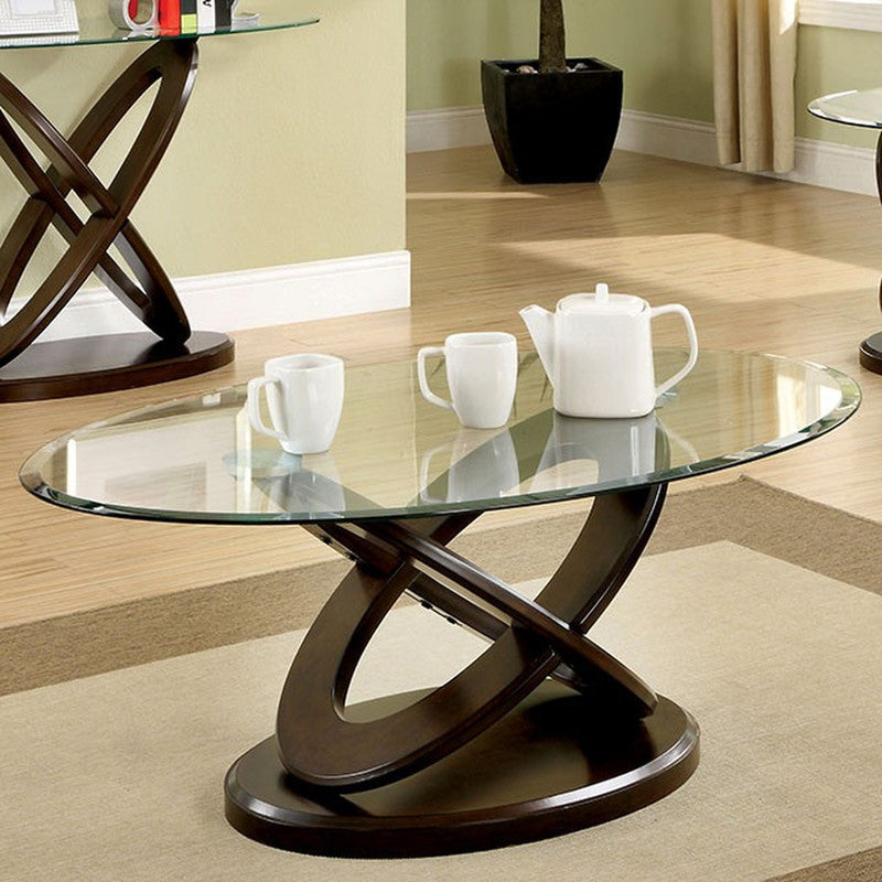 Atwood Dark Walnut Oval Coffee Table - Ornate Home