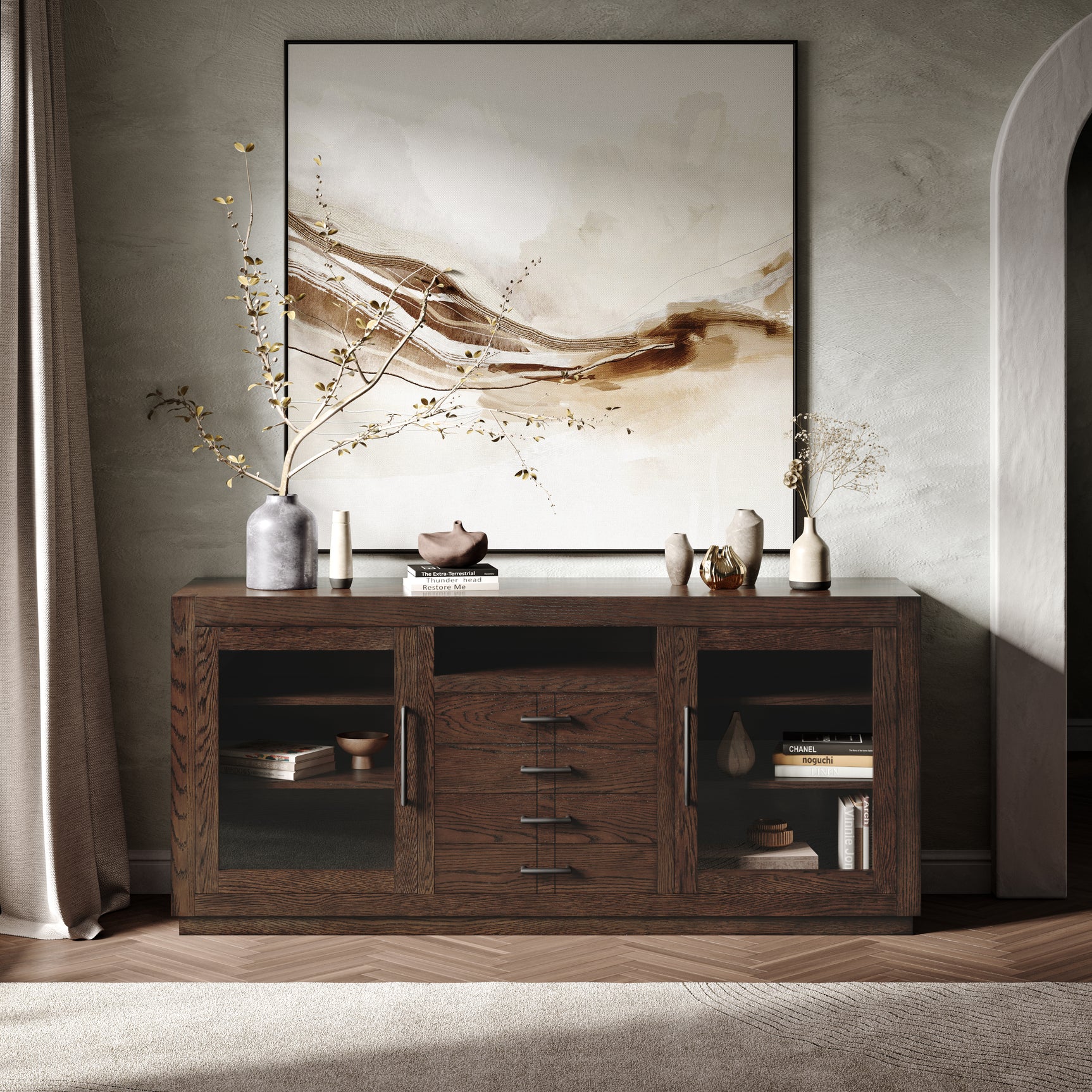Auburn Hills Dark Oak 70 Console - Ornate Home