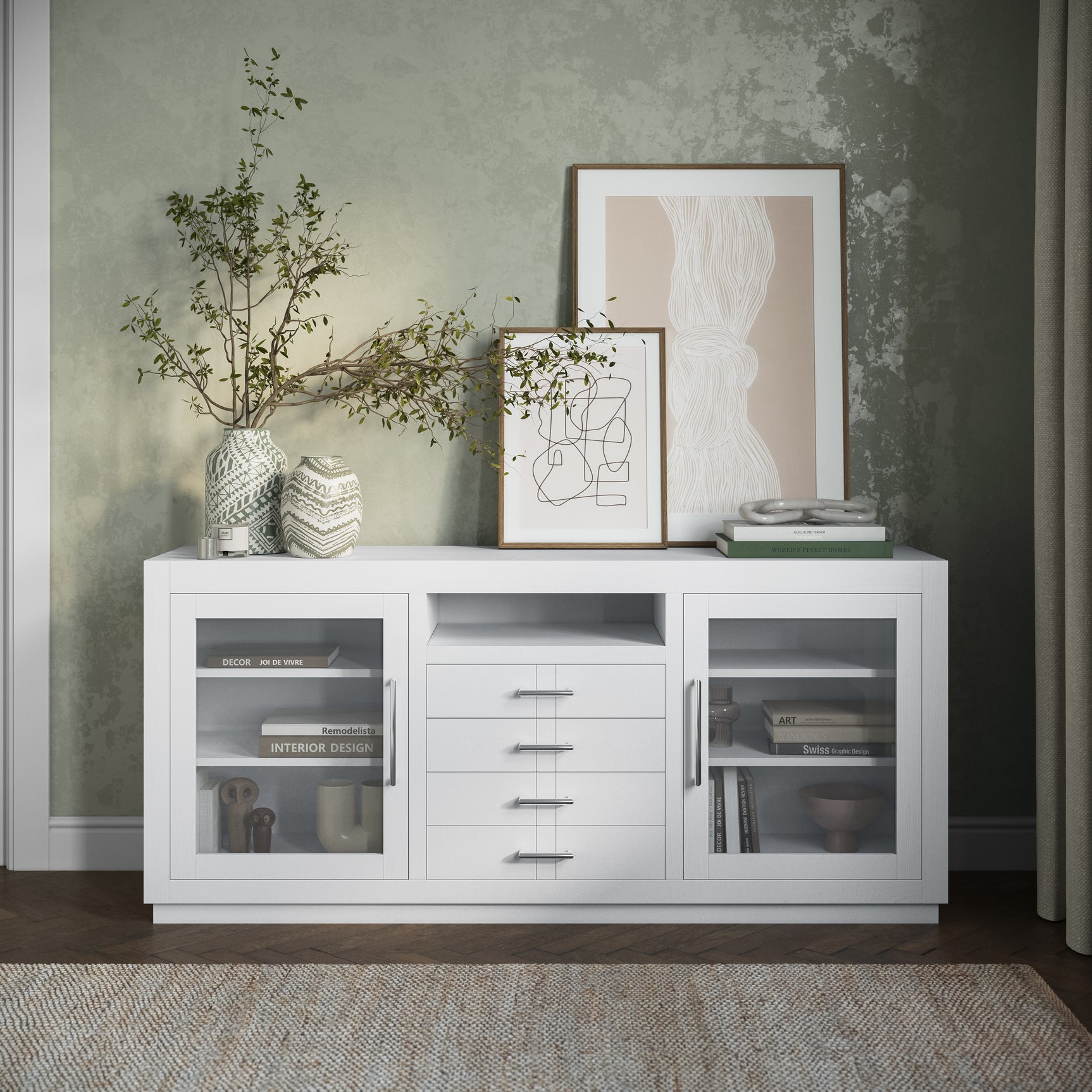 Auburn Hills White 70 Console - Ornate Home