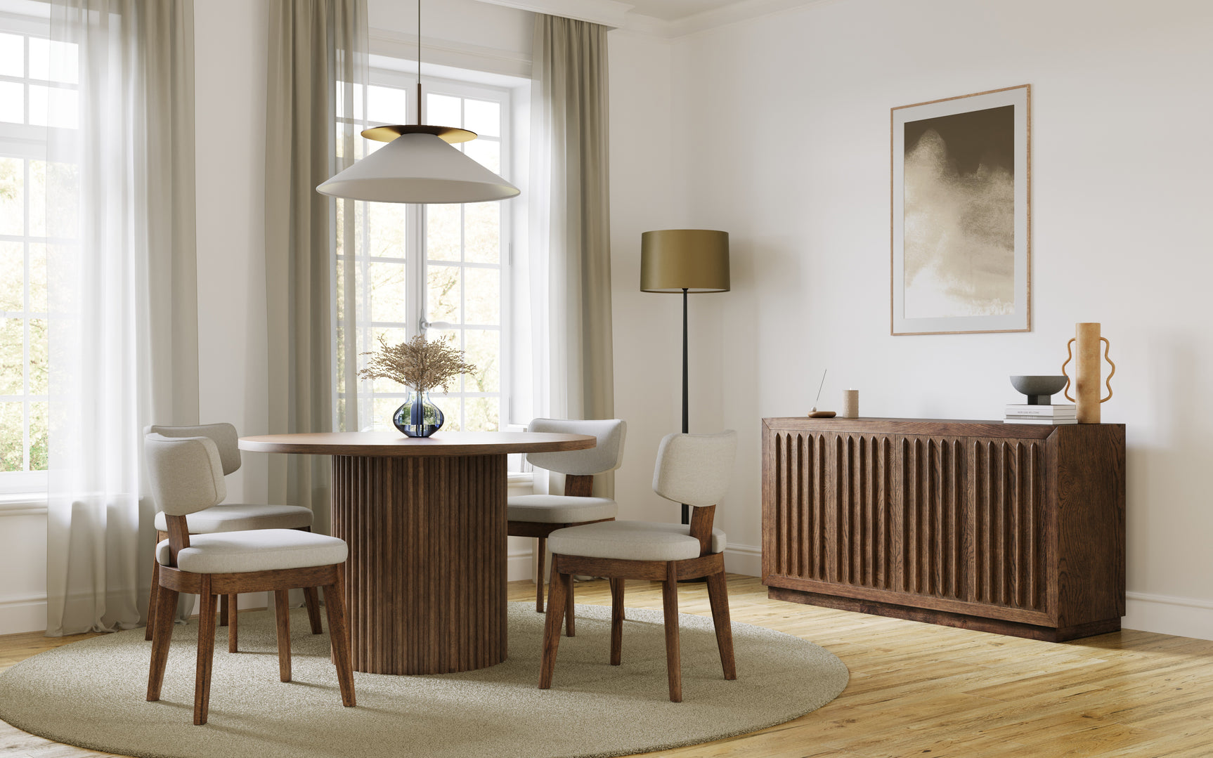 Auden Chestnut 60 Dining Table w/ 6 Tate Chairs - Ornate Home