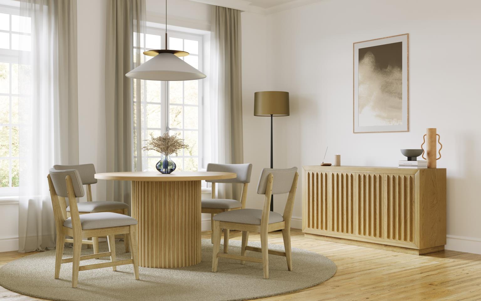 Auden Natural 48 Dining Table w/ 4 Beck Chairs - Ornate Home