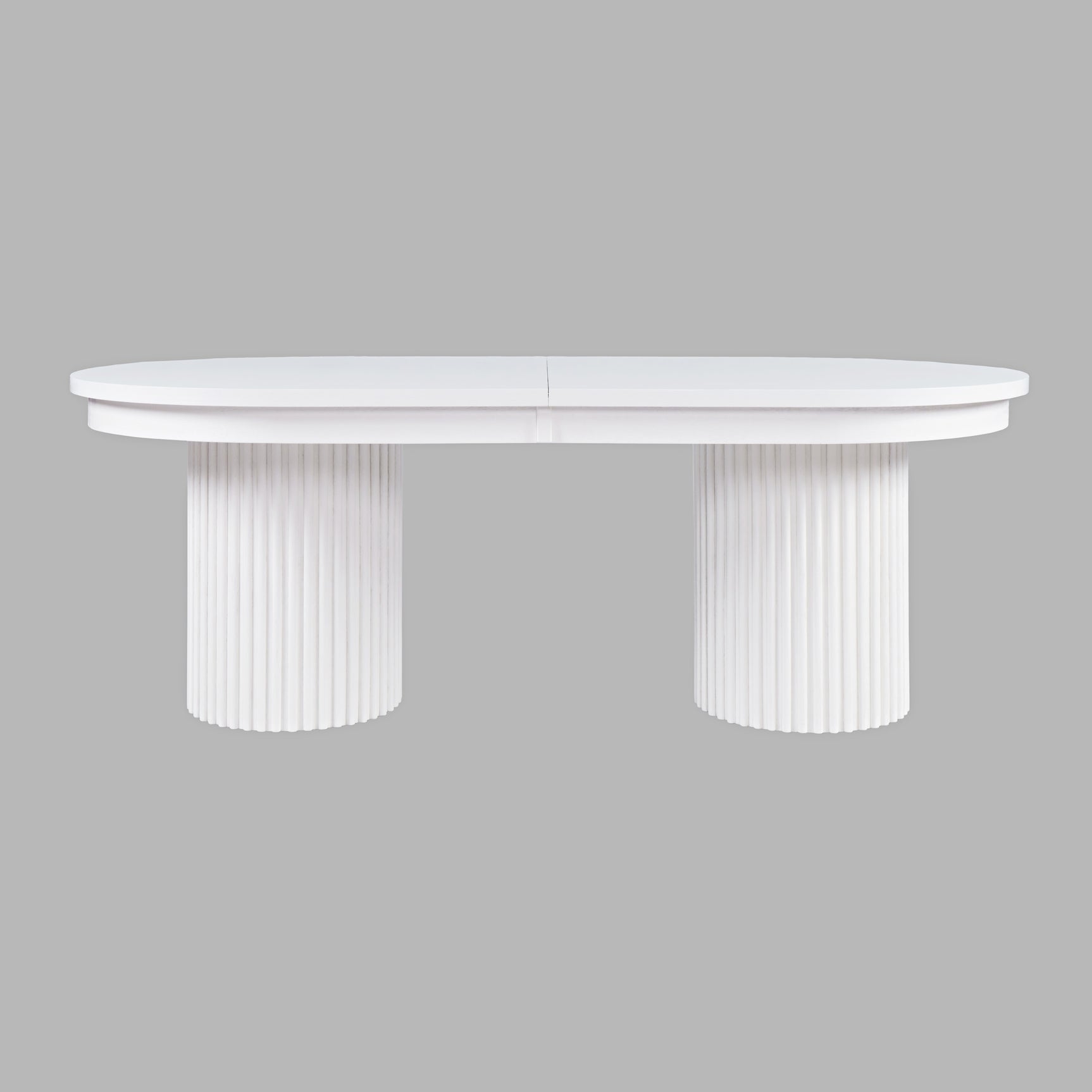 Auden White Double Ped Dining Table w/ 6 Beck Chair - Ornate Home
