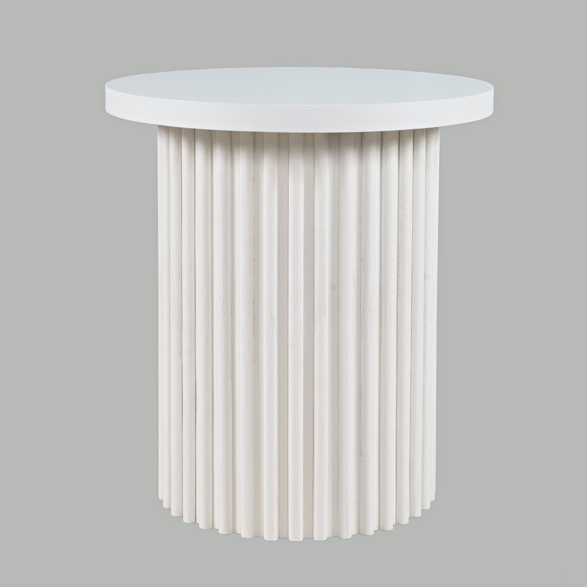 Auden White Round End Table - Ornate Home