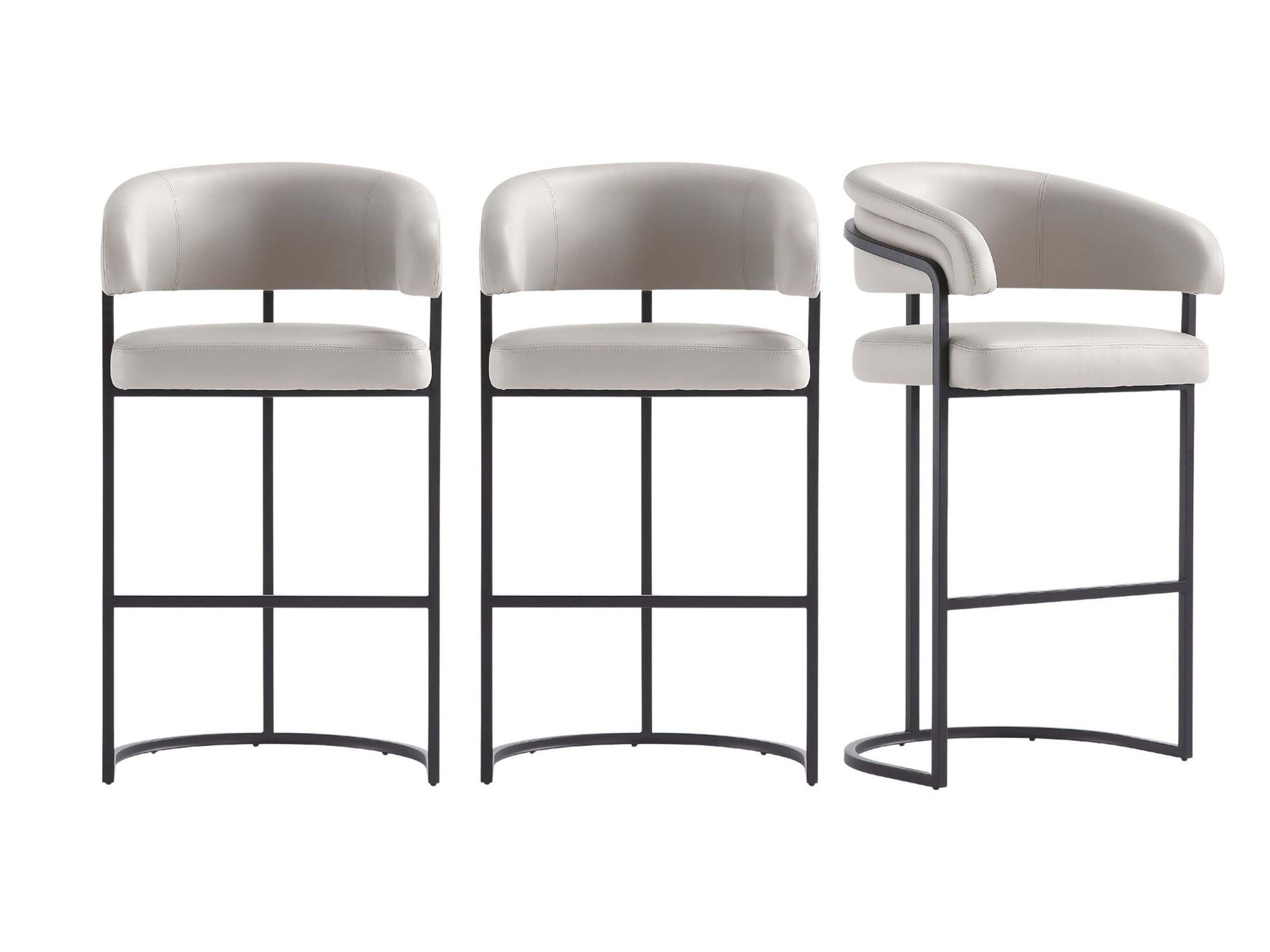 Augusta Barstool in Light Grey (set of 3) - Ornate Home