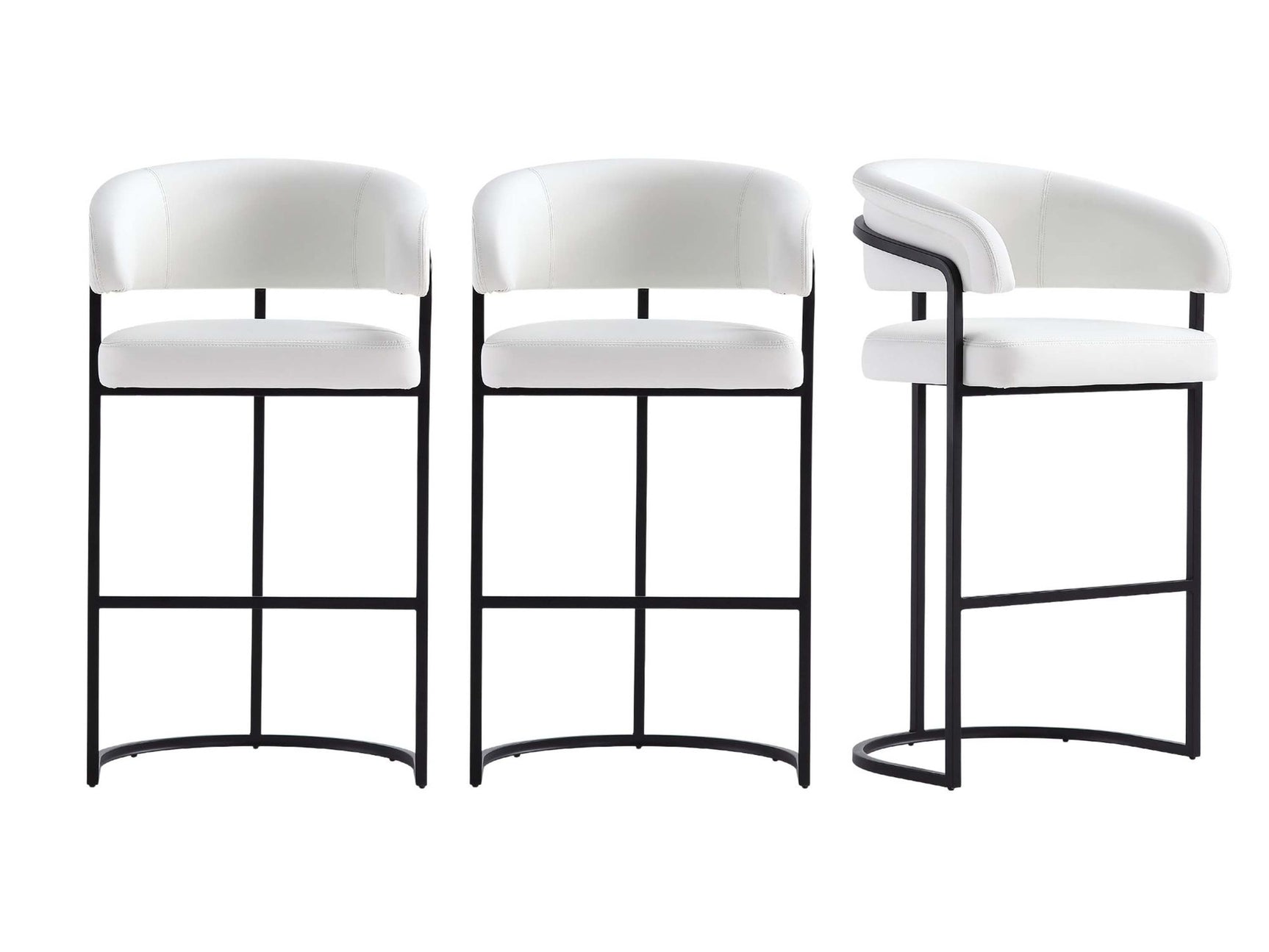 Augusta Barstool in White (set of 3) - Ornate Home