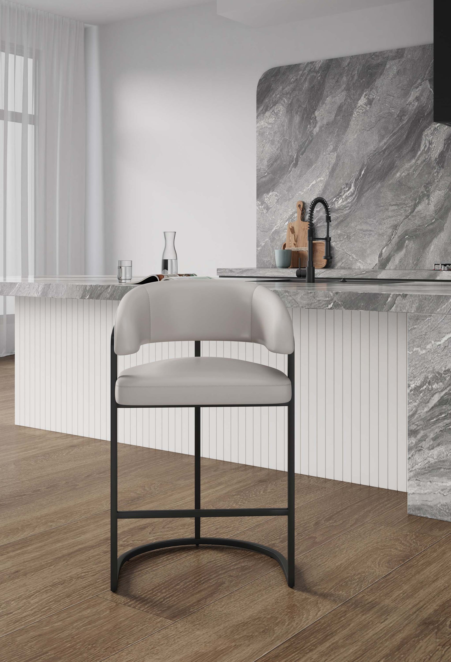 Augusta Counter Stool in Light Grey - Ornate Home