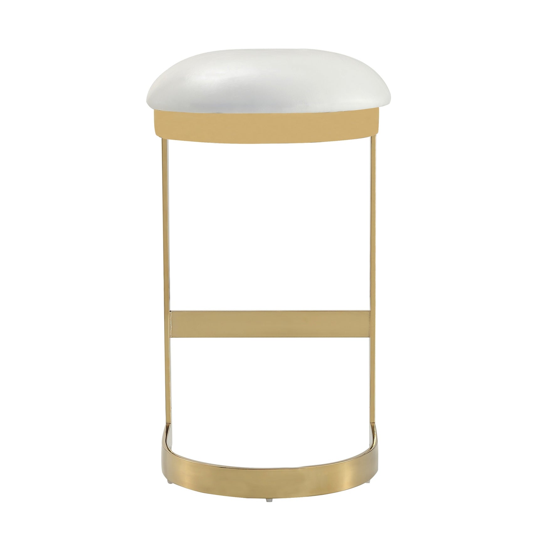 Aura Bar Stool in White and Polished Brass (set of 2) - Ornate Home