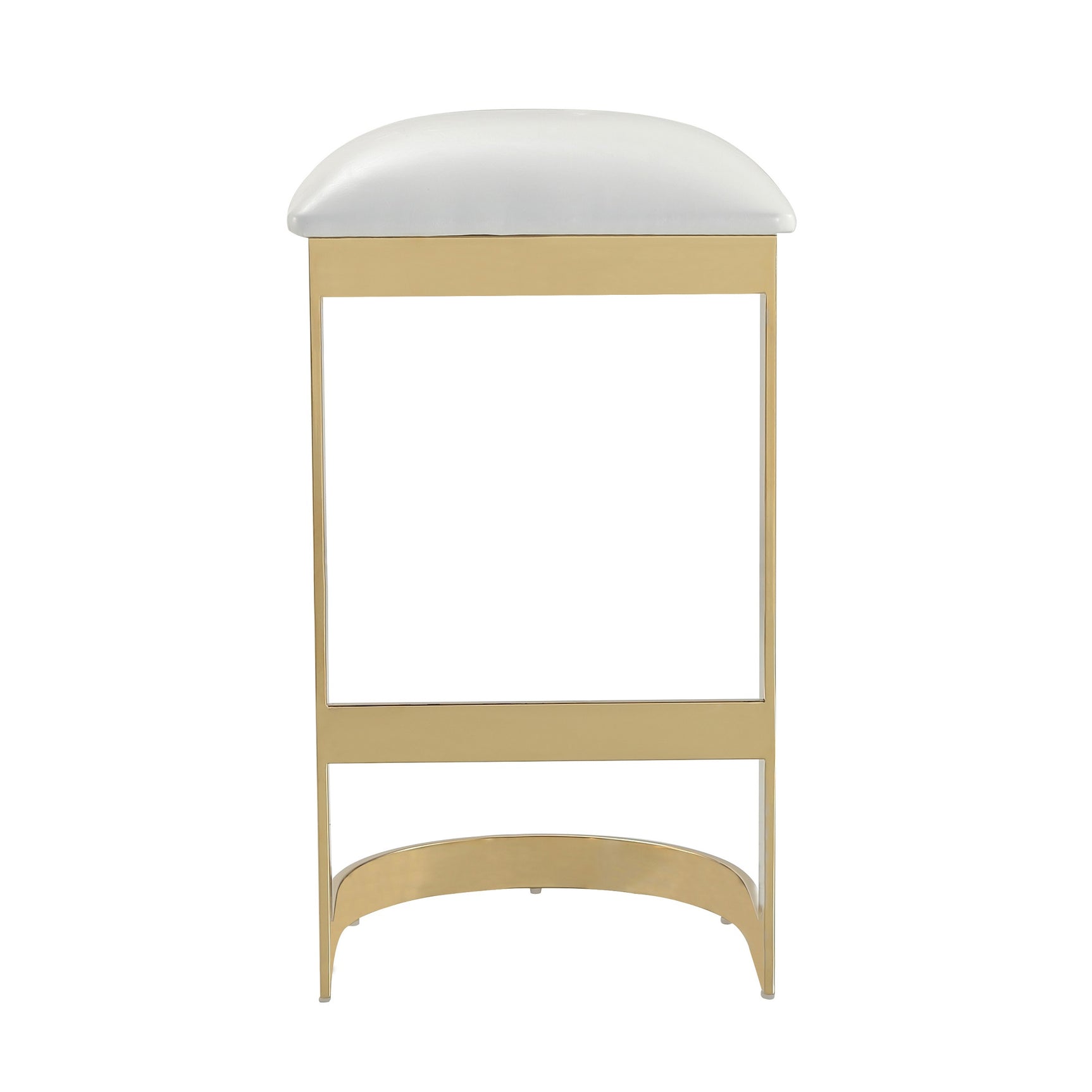 Aura Bar Stool in White and Polished Brass (set of 3) - Ornate Home