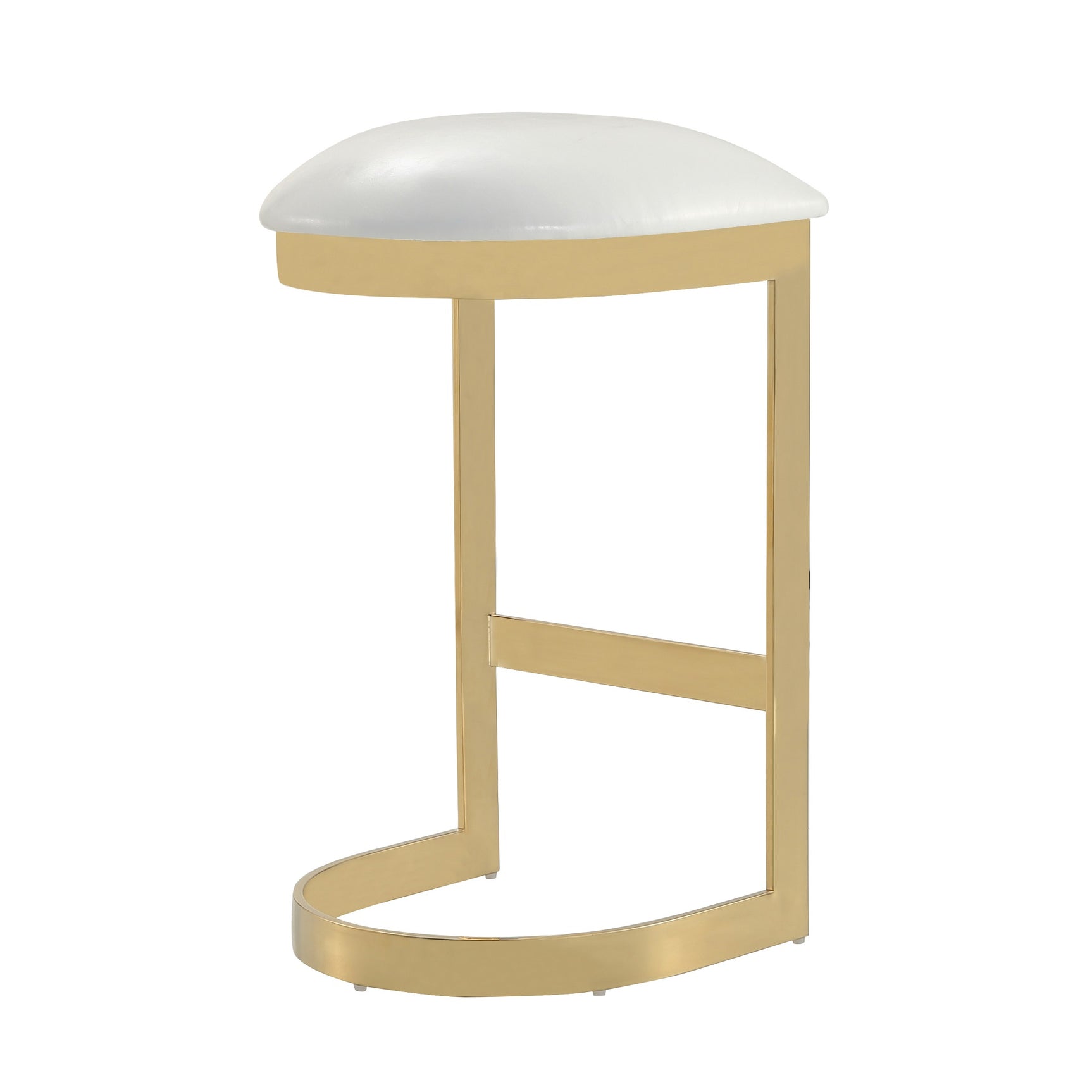 Aura Bar Stool in White and Polished Brass (set of 3) - Ornate Home
