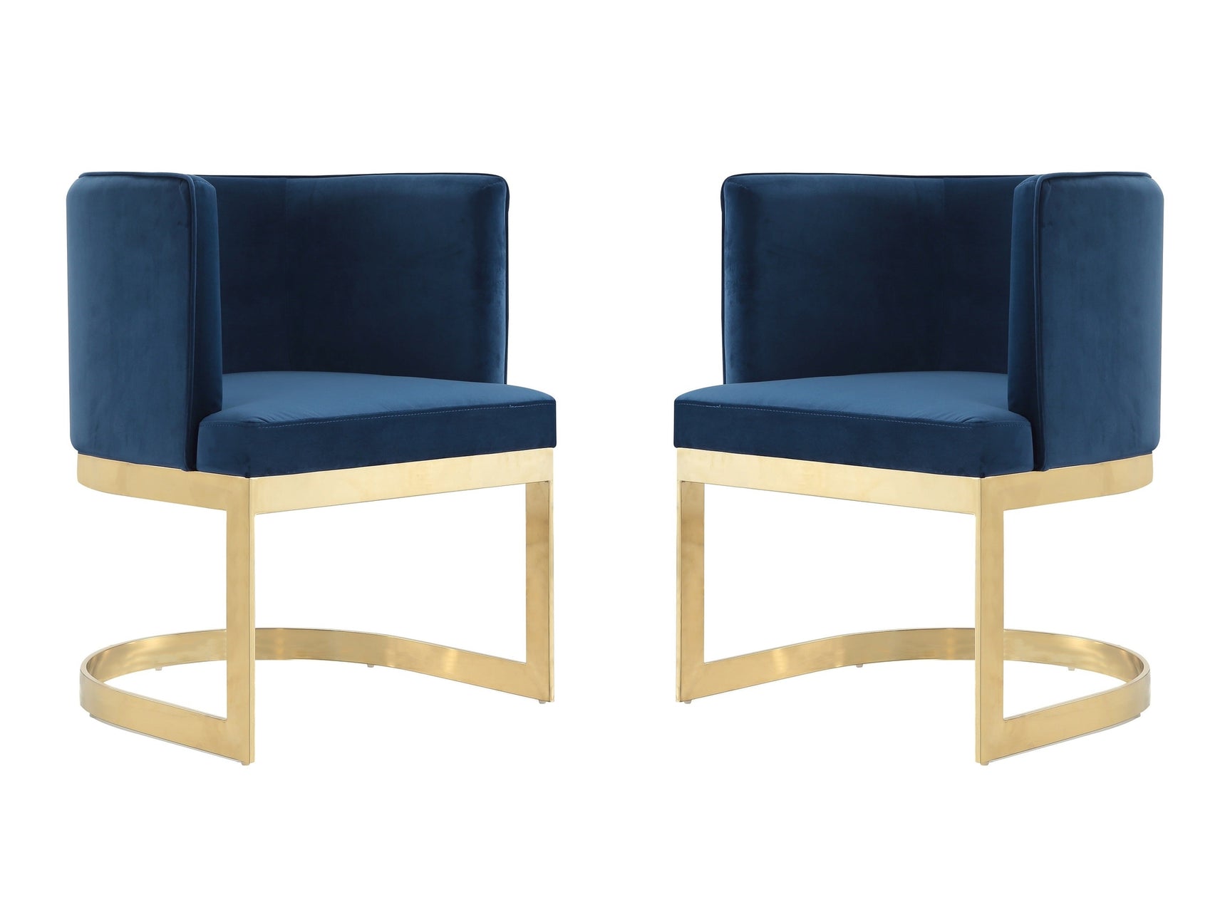 Aura Dining Chair in Royal Blue and Polished Brass (set of 2) - Ornate Home