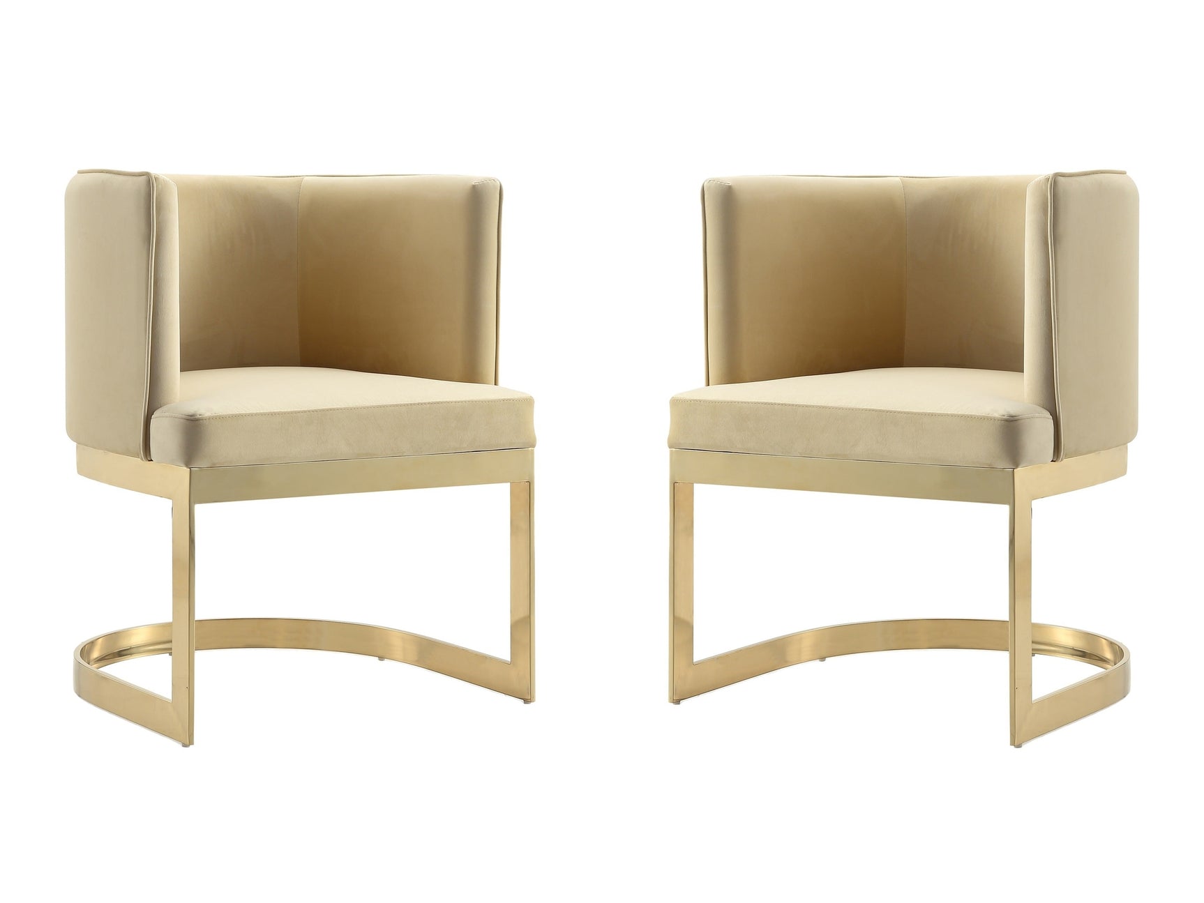 Aura Dining Chair in Sand and Polished Brass (set of 2) - Ornate Home