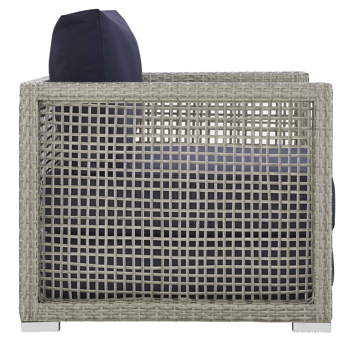 Aura Gray/Navy Rattan Outdoor Patio Armchair - Ornate Home