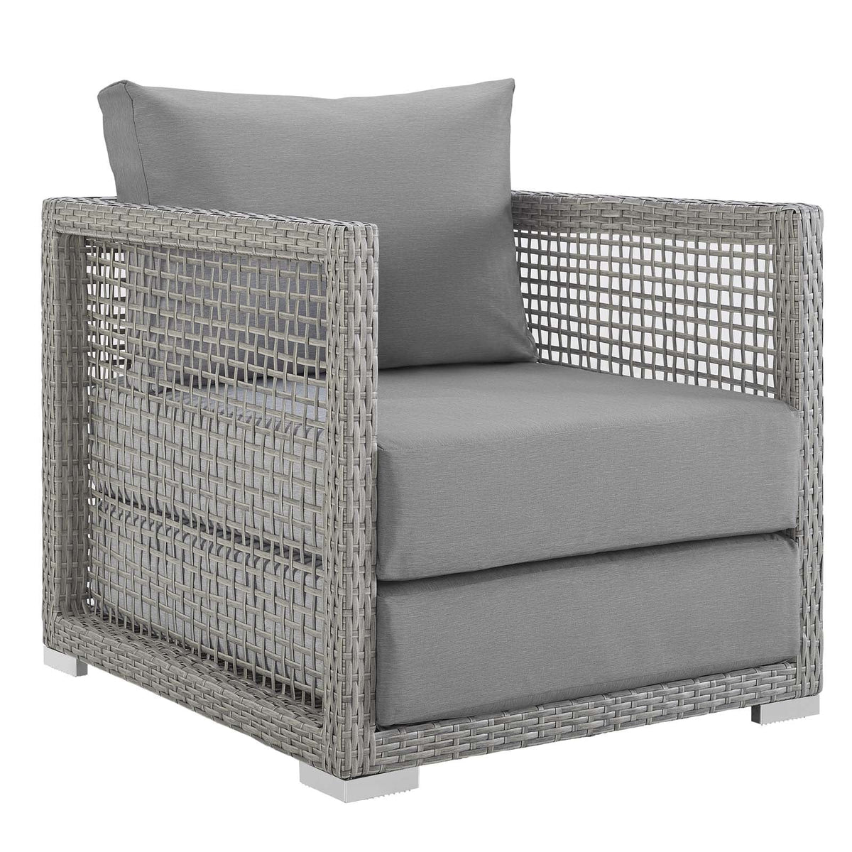 Aura Gray Rattan Outdoor Patio Armchair - Ornate Home