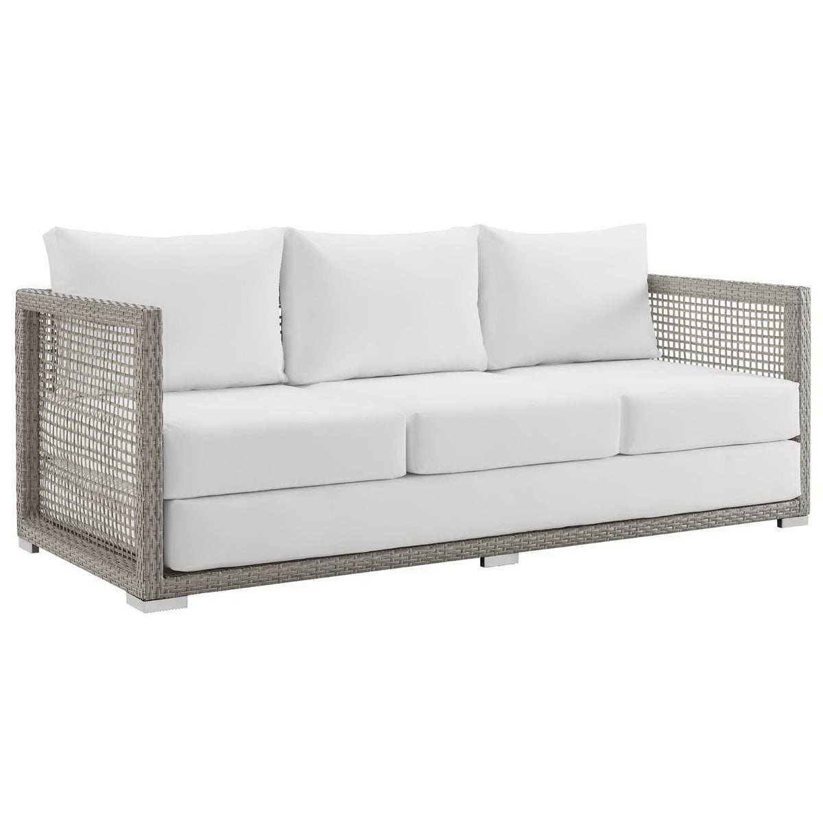 Aura Gray/White 6 Piece Outdoor Patio Wicker Rattan Set - Ornate Home