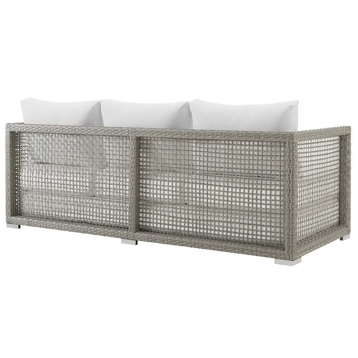 Aura Gray/White 6 Piece Outdoor Patio Wicker Rattan Set - Ornate Home