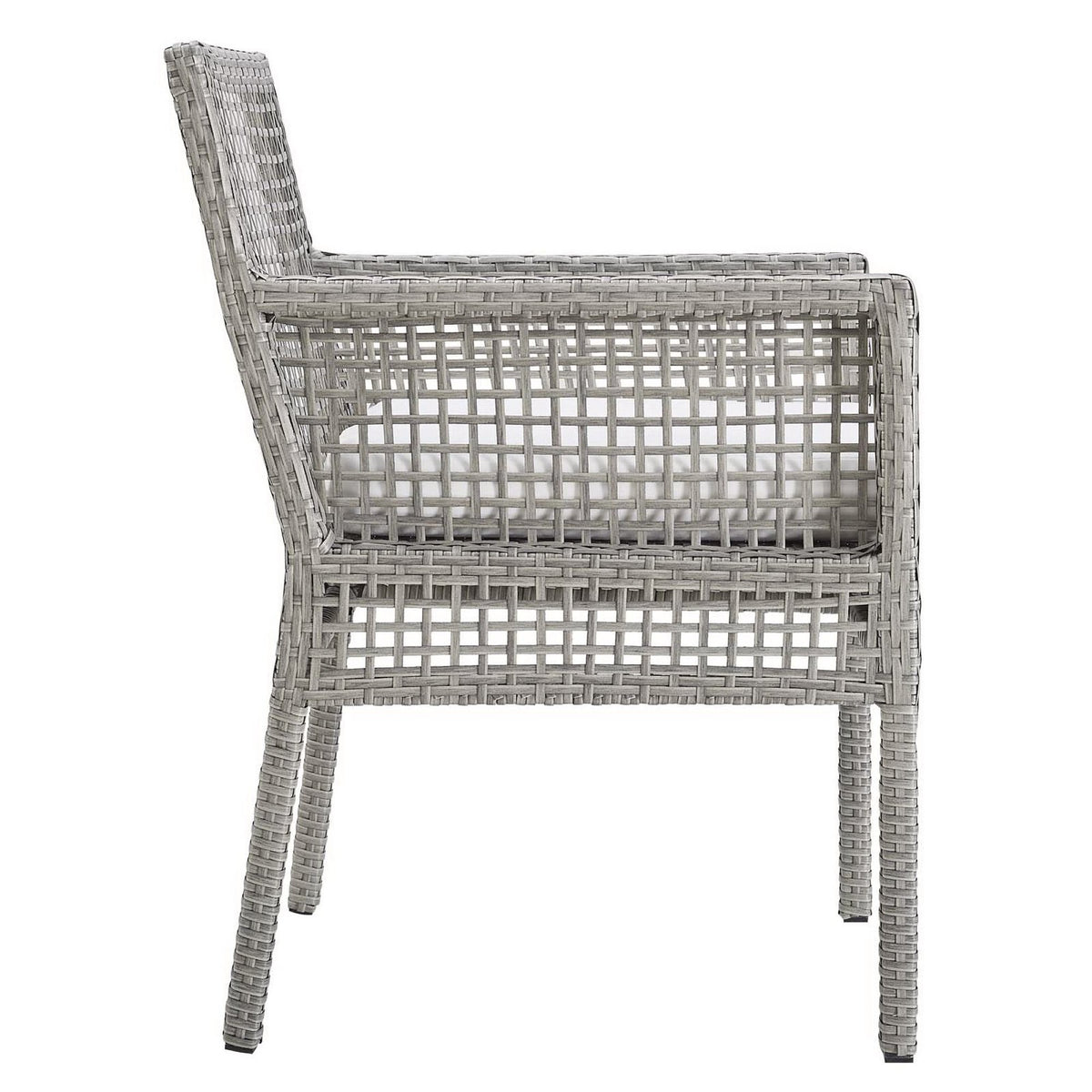 Aura Gray/White Outdoor Patio Wicker Rattan Dining Armchair - Ornate Home