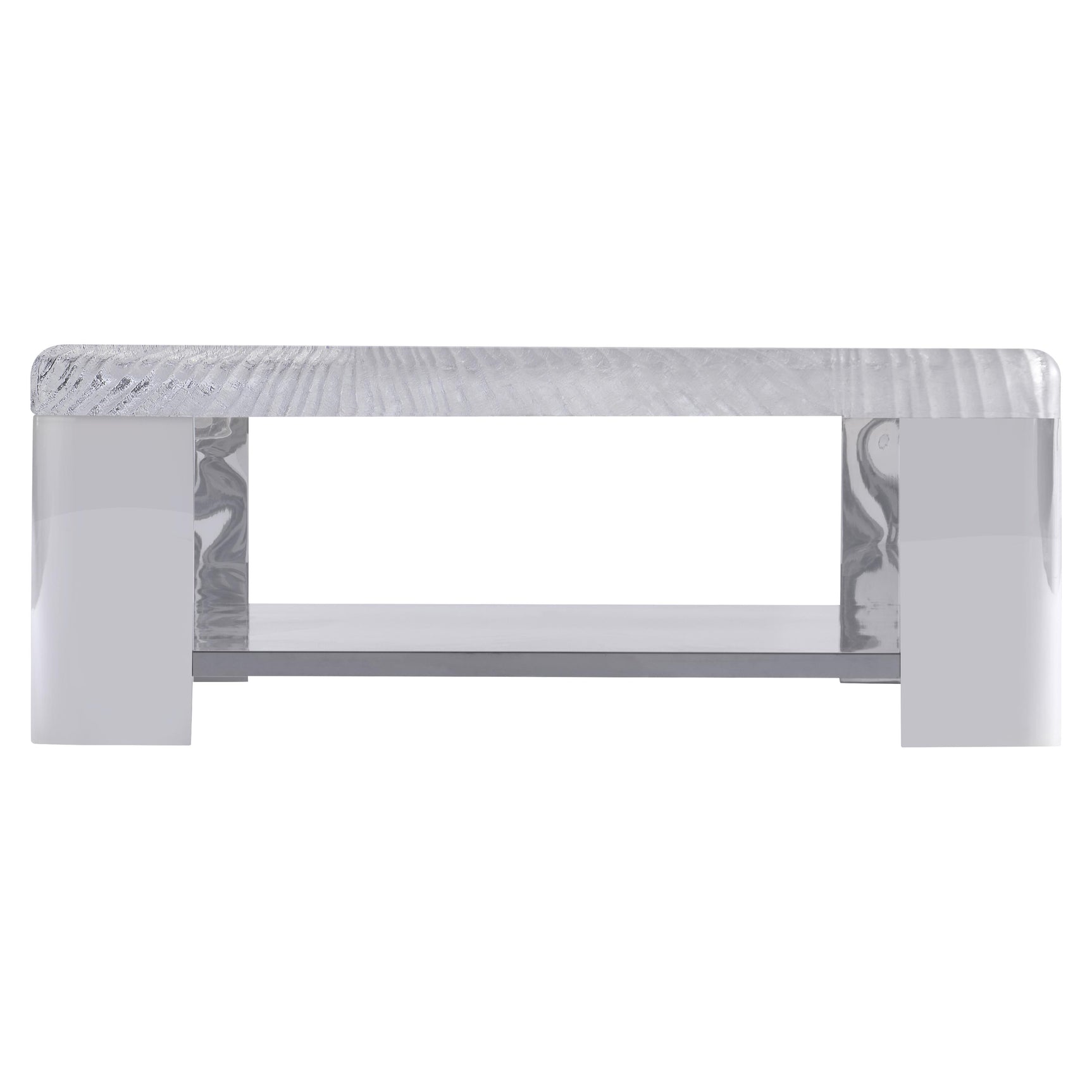 Aura Patterned Acrylic/Polished Stainless Steel Cocktail Table - Ornate Home