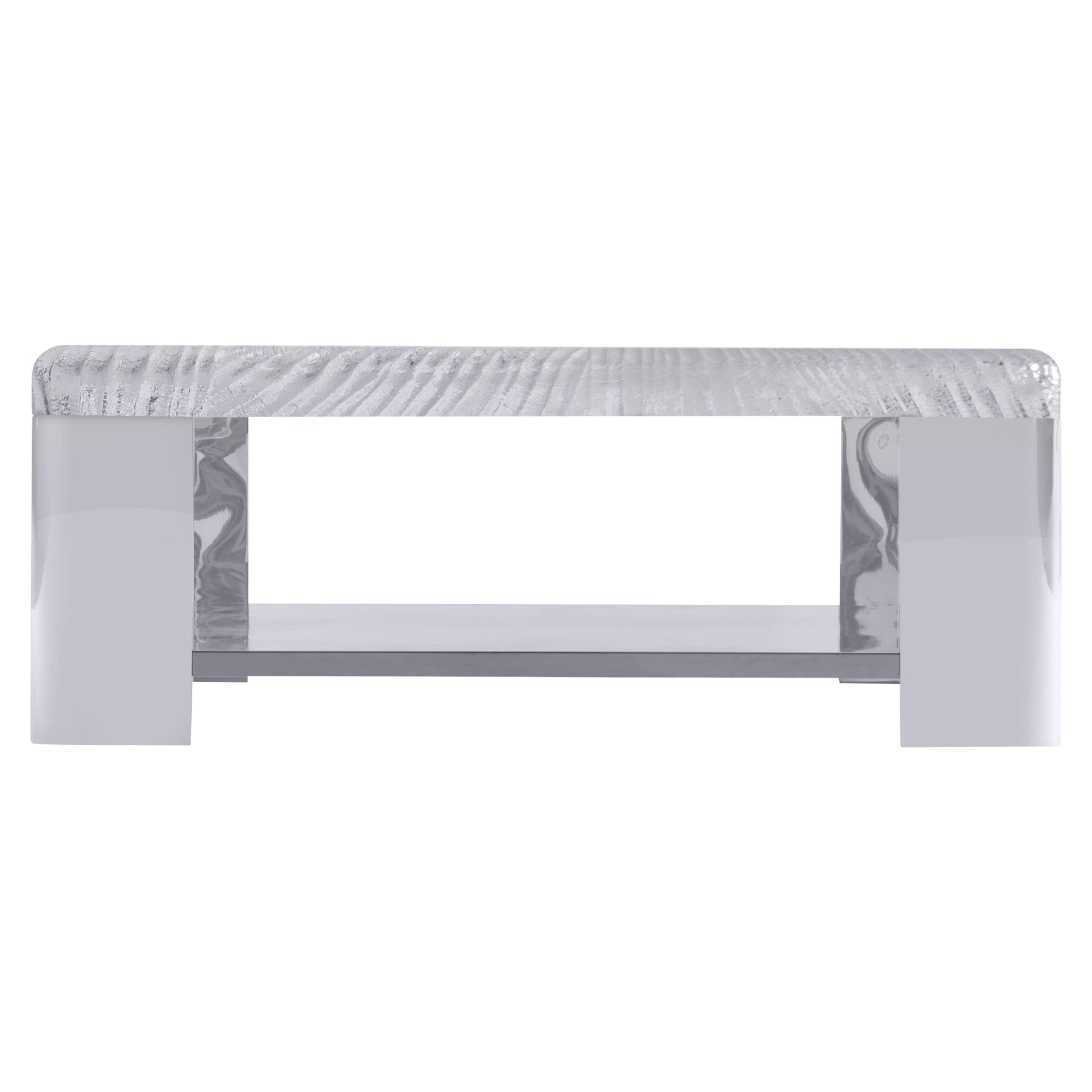 Aura Patterned Acrylic/Polished Stainless Steel Cocktail Table - Ornate Home