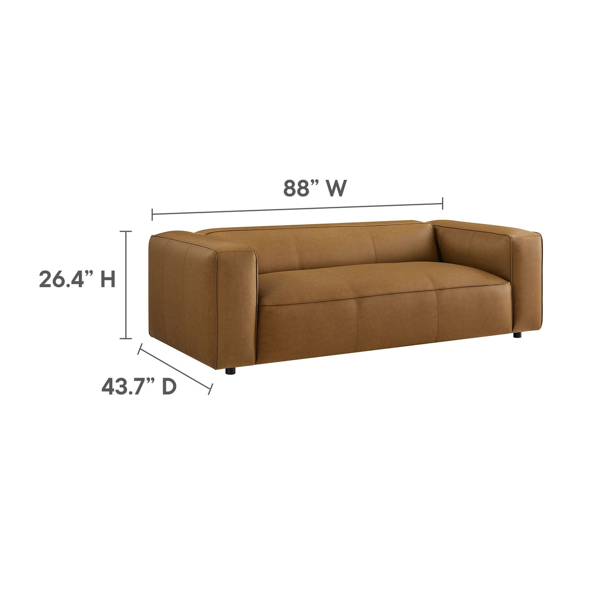 Auren Camel Upholstered Vegan Leather Sofa - Ornate Home