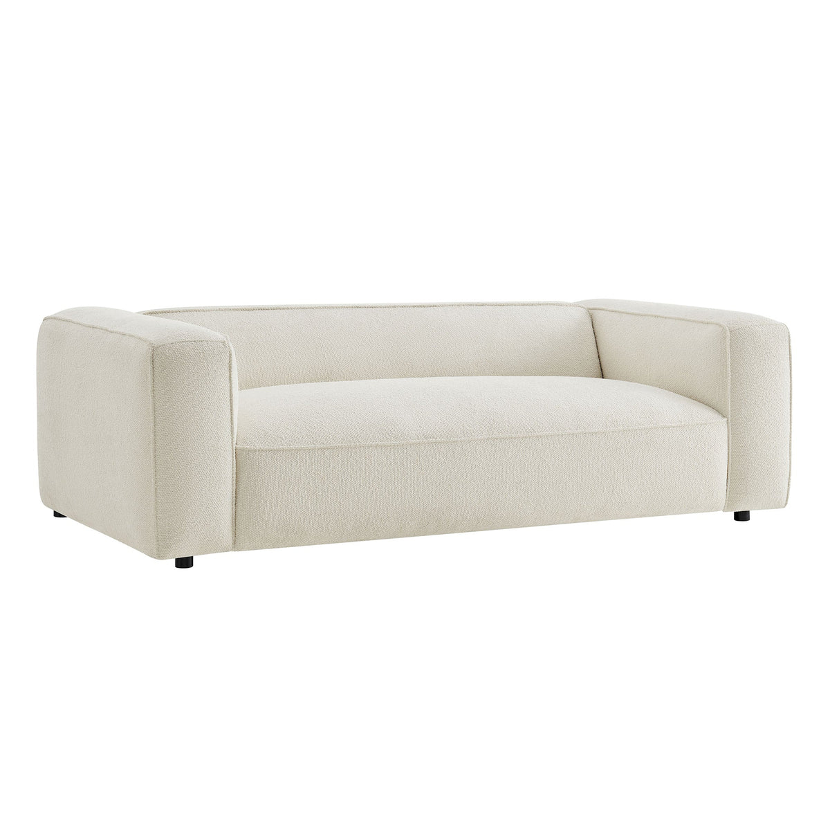 Auren Cream 88 Inch Lattice Bouclé Upholstered Sofa - Ornate Home