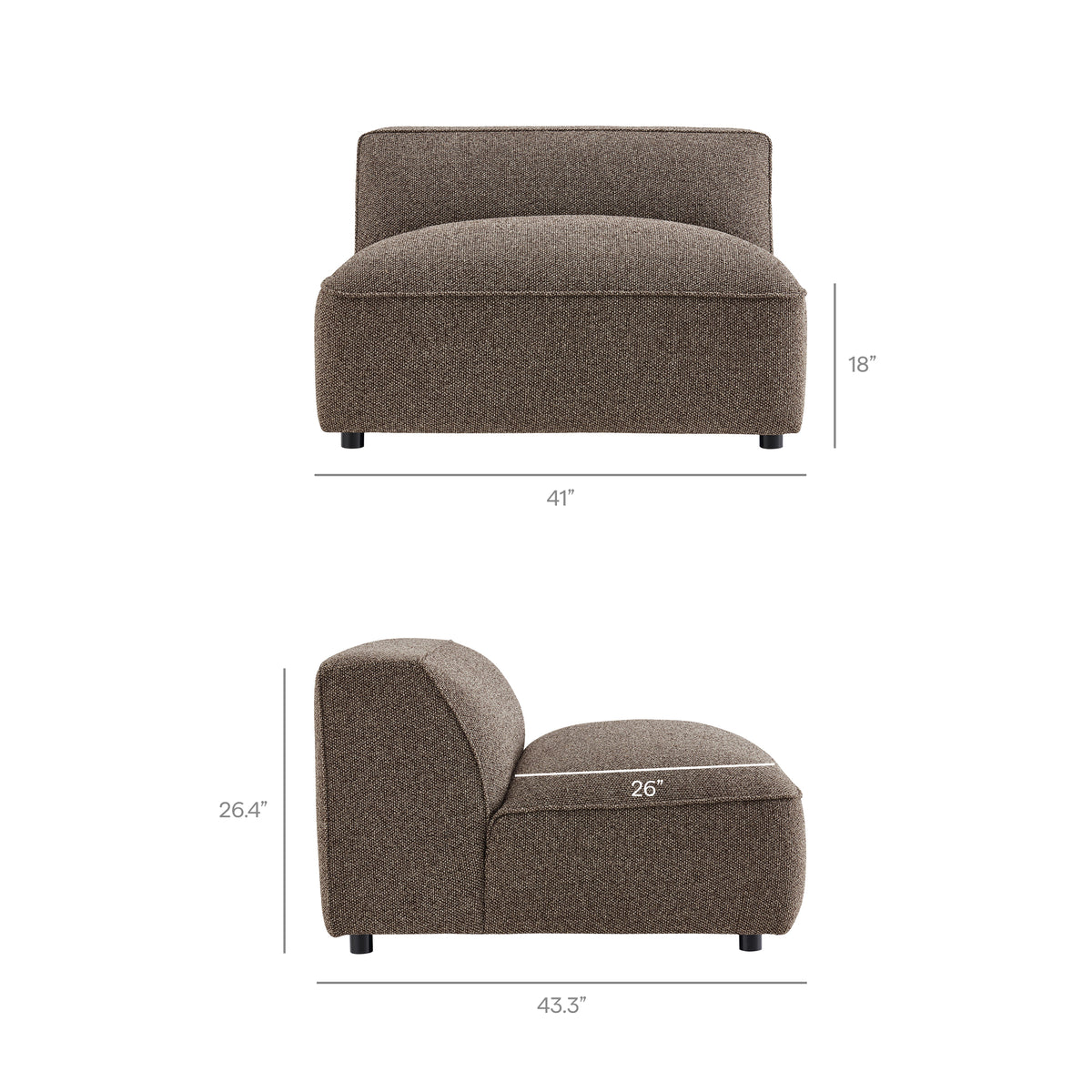 Auren Earth 5 Piece Lattice Bouclé Upholstered Modular Corner Sectional - 125.3x125.3" - Ornate Home