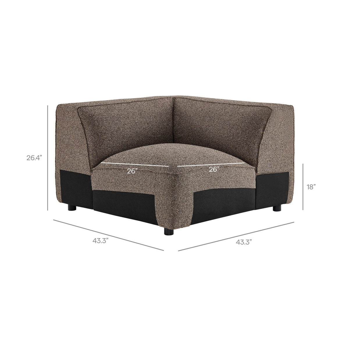 Auren Earth 5 Piece Lattice Bouclé Upholstered Modular Corner Sectional - 125.3x125.3" - Ornate Home