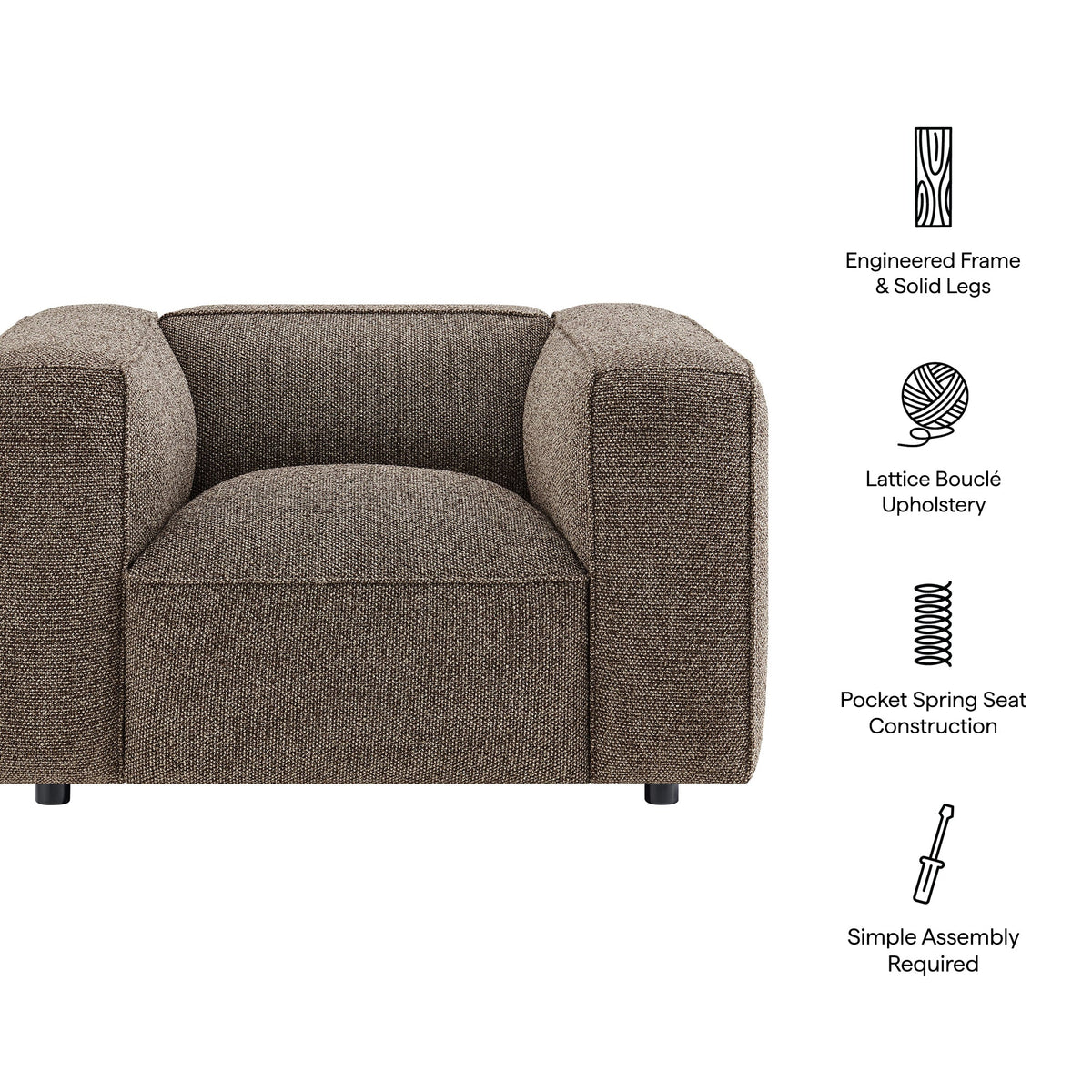 Auren Earth Lattice Bouclé Upholstered Accent Chair - Ornate Home