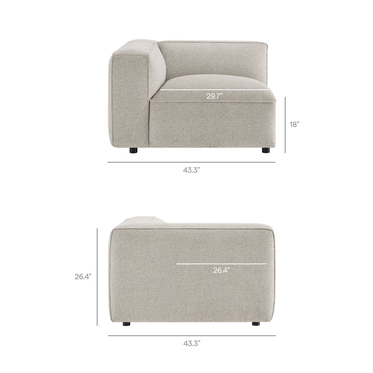 Auren Fog 5 Piece Lattice Bouclé Upholstered Modular Sectional - Ornate Home