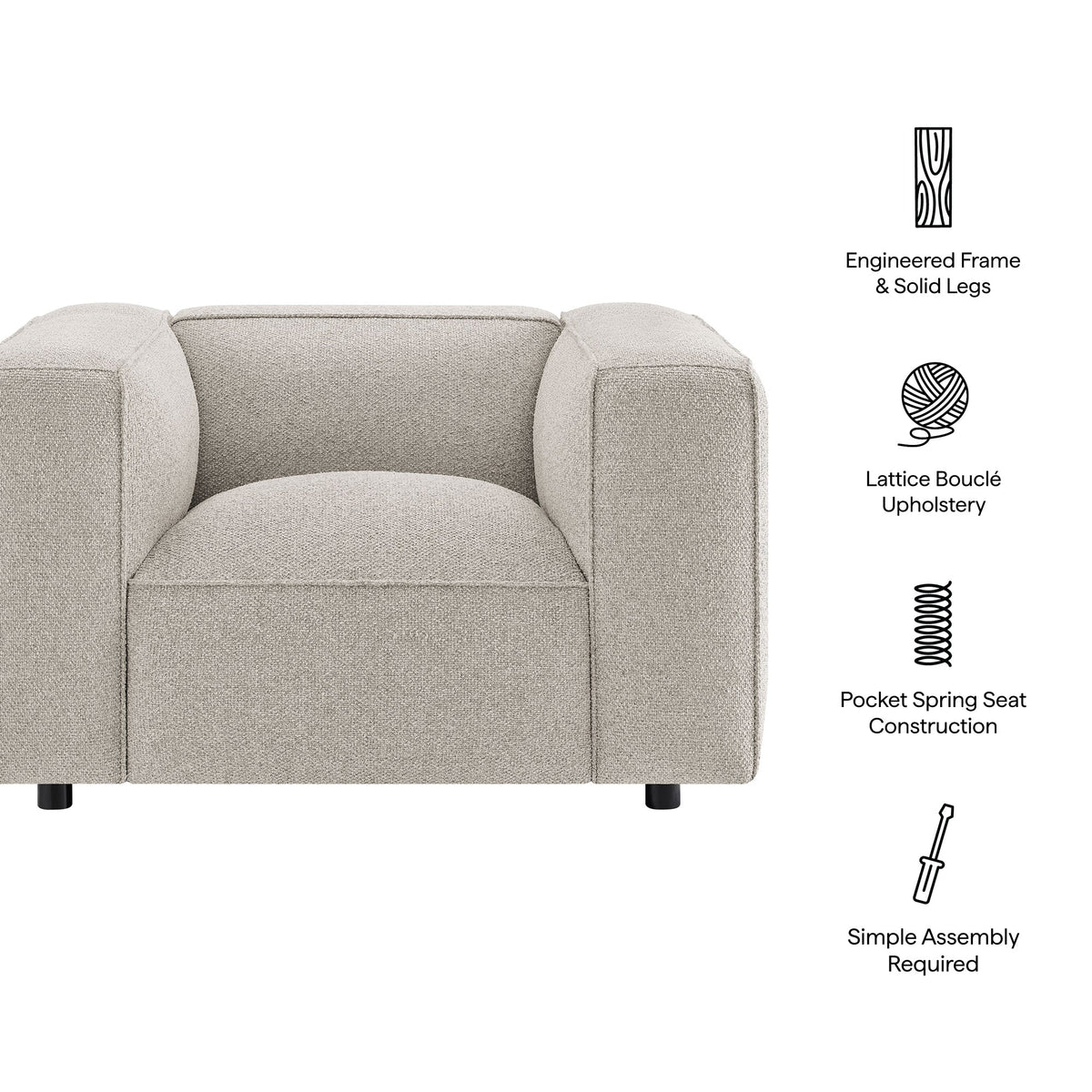 Auren Fog Lattice Bouclé Upholstered Accent Chair - Ornate Home