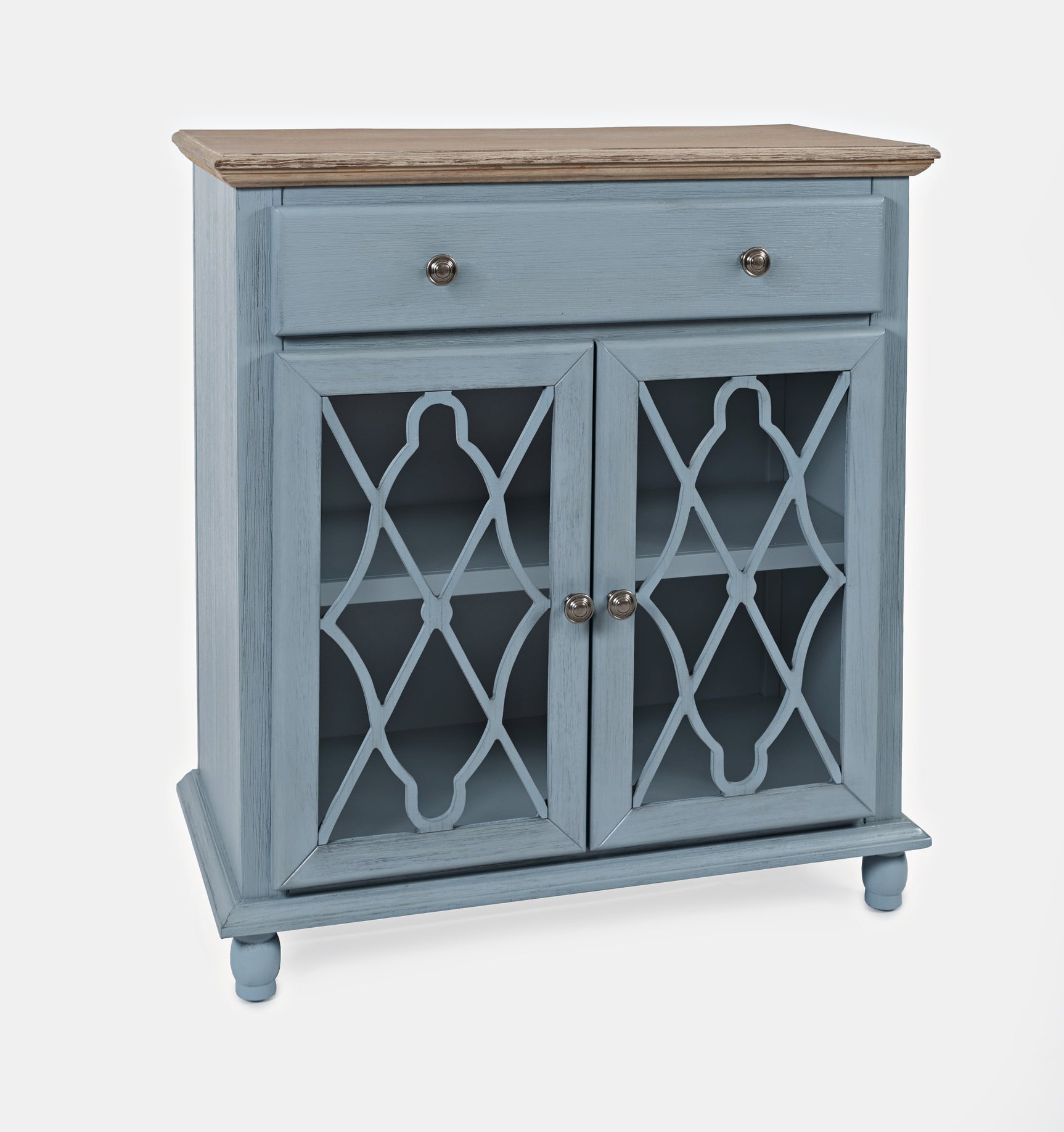 Aurora Hills Brushed Blue/Bisque 2 Door Accent Chest - Ornate Home