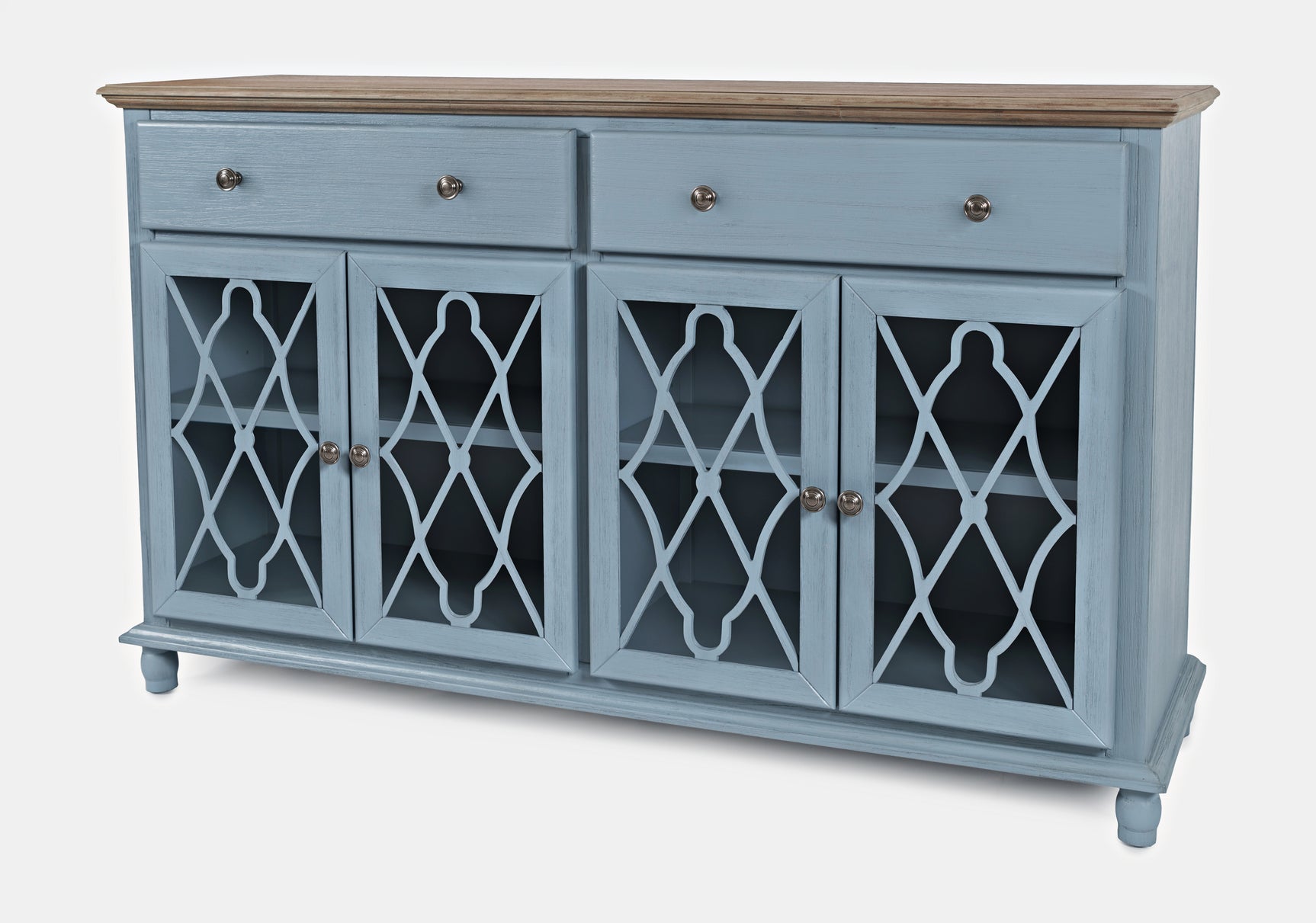 Aurora Hills Brushed Blue/Bisque 4 Door Accent Chest - Ornate Home