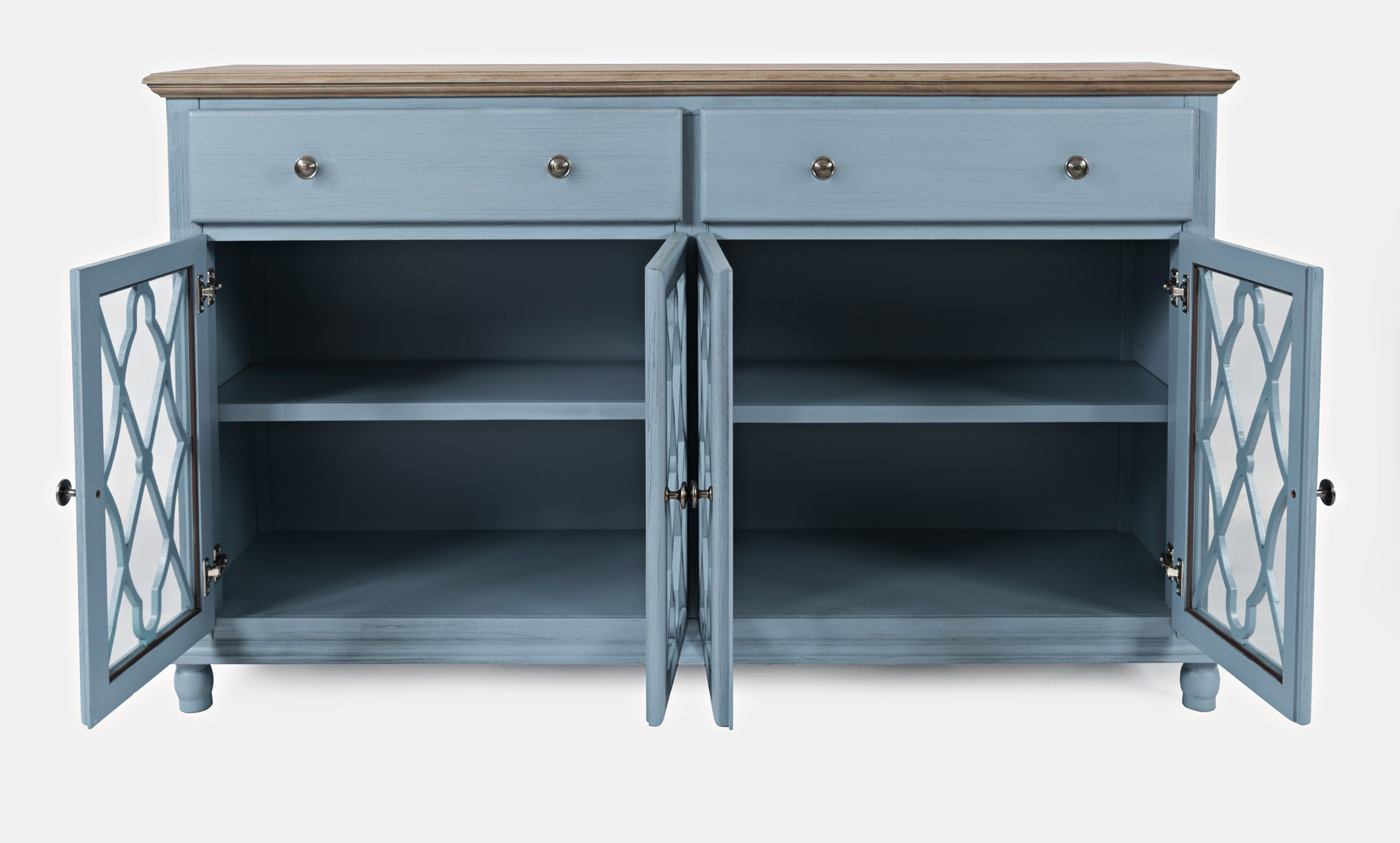 Aurora Hills Brushed Blue/Bisque 4 Door Accent Chest - Ornate Home