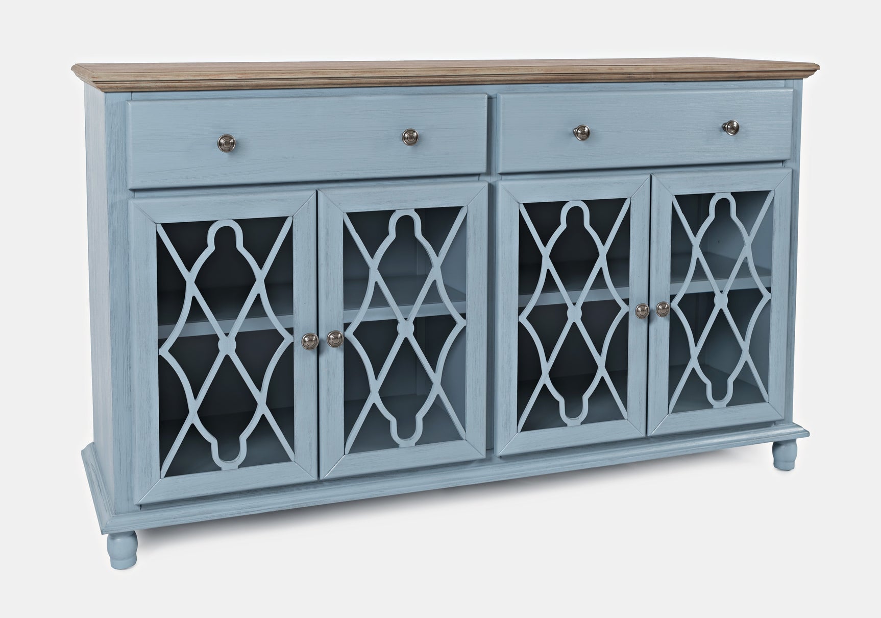 Aurora Hills Brushed Blue/Bisque 4 Door Accent Chest - Ornate Home