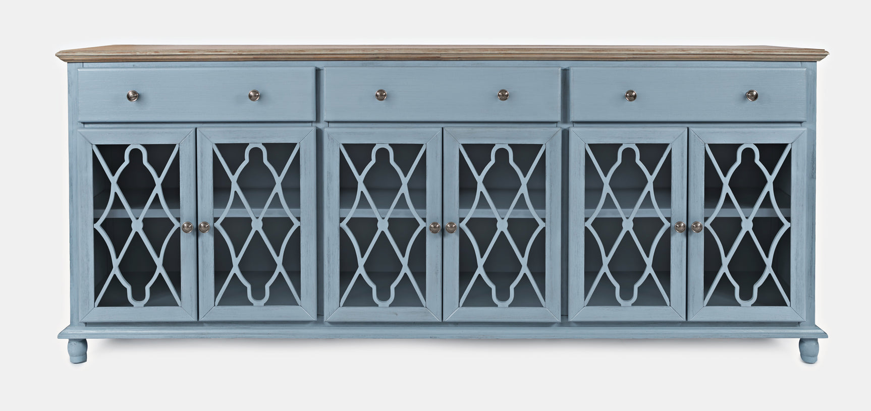 Aurora Hills Brushed Blue/Bisque 6 Door Accent Chest - Ornate Home