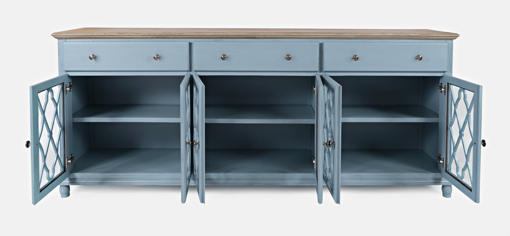 Aurora Hills Brushed Blue/Bisque 6 Door Accent Chest - Ornate Home
