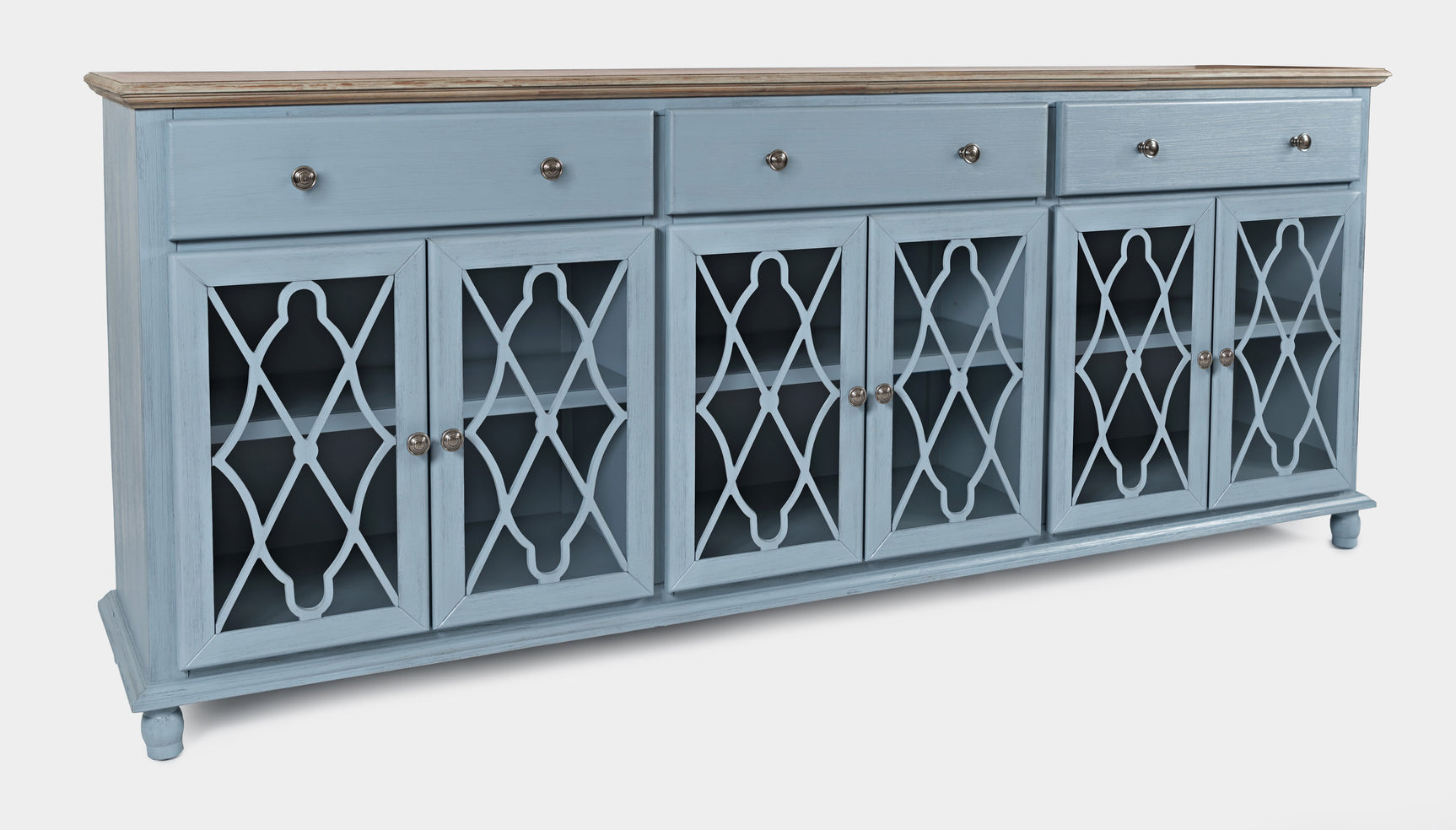 Aurora Hills Brushed Blue/Bisque 6 Door Accent Chest - Ornate Home