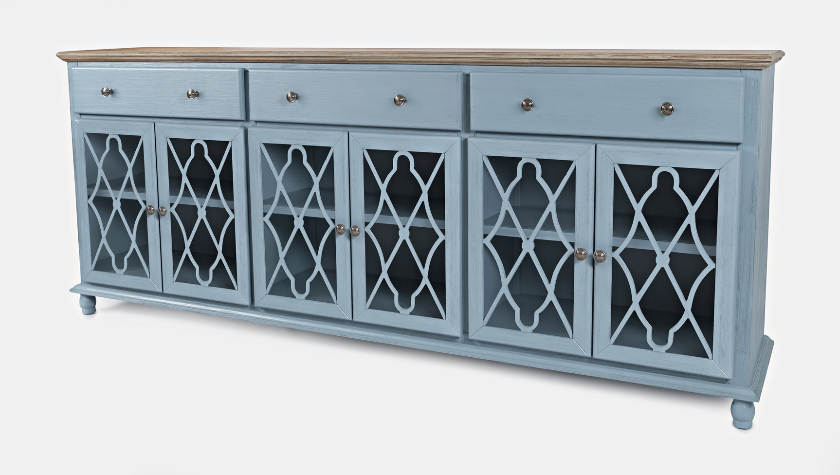 Aurora Hills Brushed Blue/Bisque 6 Door Accent Chest - Ornate Home