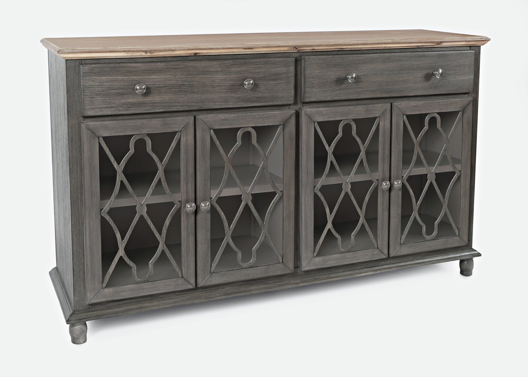Aurora Hills Brushed Grey/Bisque 4 Door Accent Chest - Ornate Home