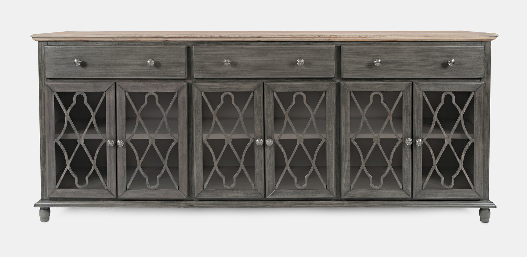 Aurora Hills Brushed Grey/Bisque 6 Door Accent Chest - Ornate Home