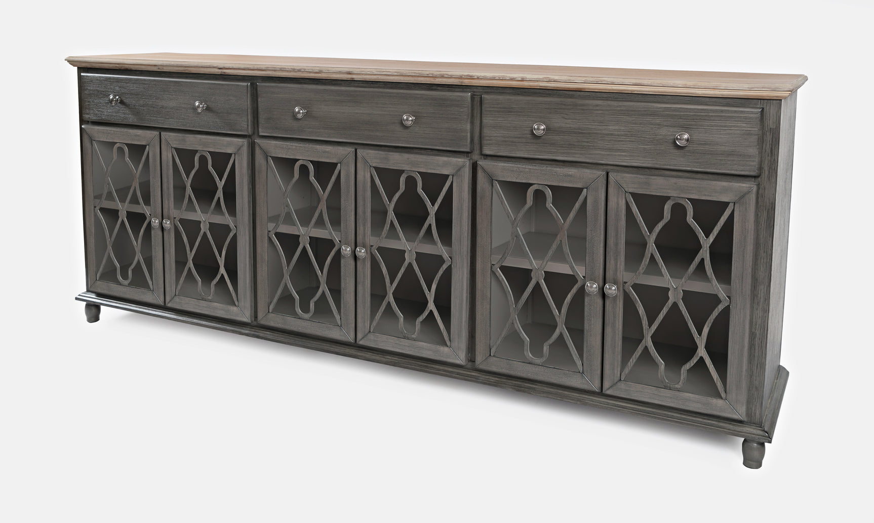 Aurora Hills Brushed Grey/Bisque 6 Door Accent Chest - Ornate Home