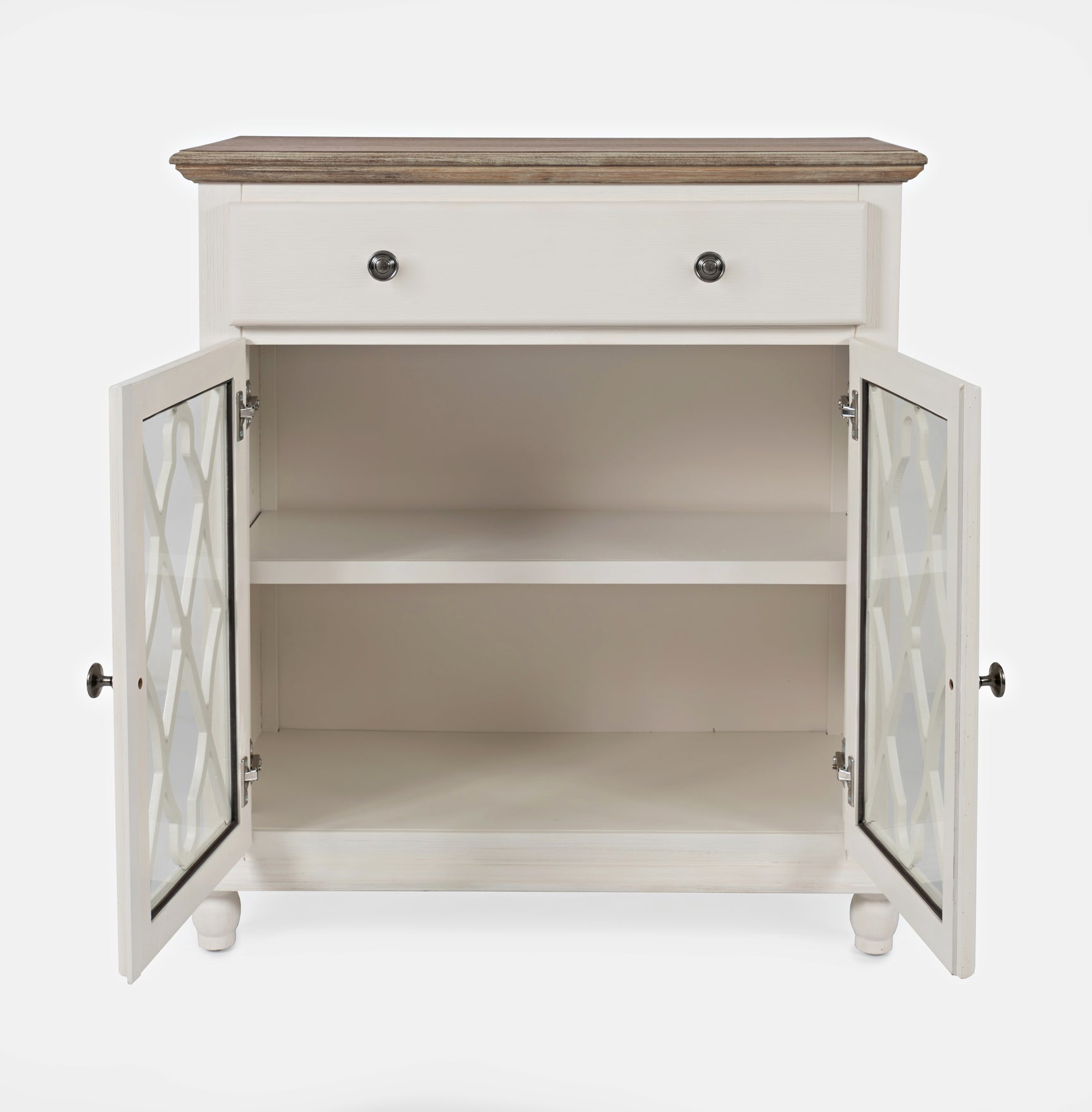 Aurora Hills Brushed White/Bisque 2 Door Accent Chest - Ornate Home