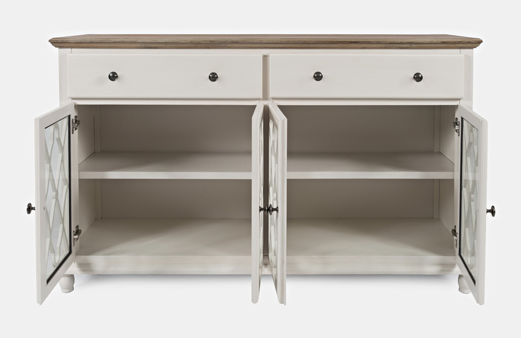 Aurora Hills Brushed White/Bisque 4 Door Accent Chest - Ornate Home