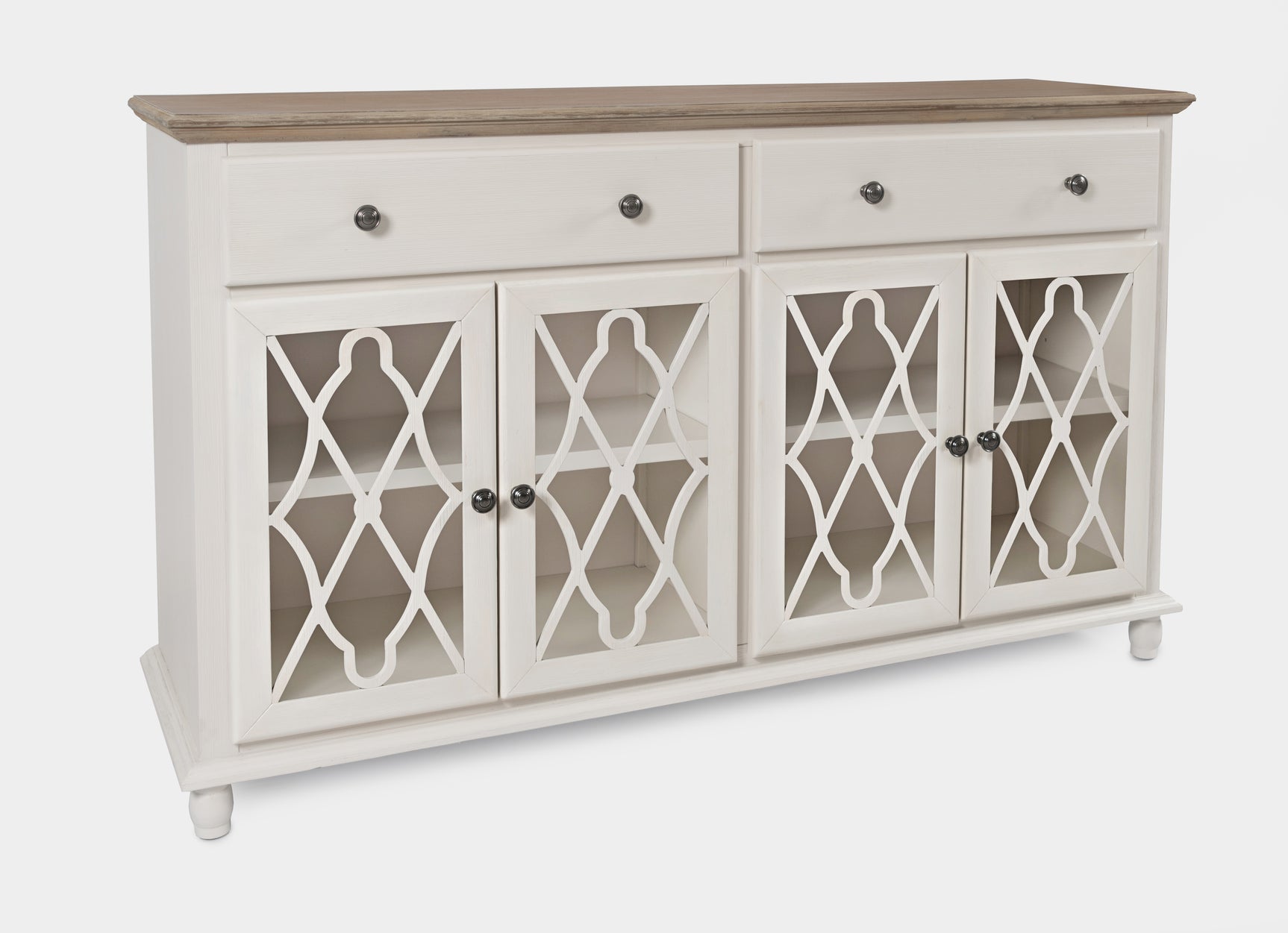 Aurora Hills Brushed White/Bisque 4 Door Accent Chest - Ornate Home