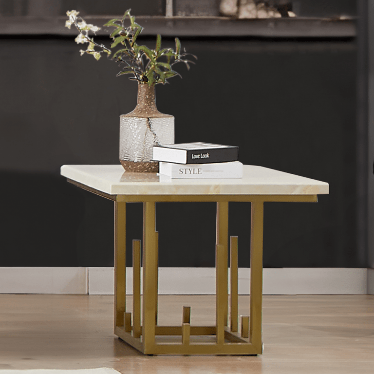 Aurora Luxe Marble Look/Gold End Table / HD-06 - Ornate Home