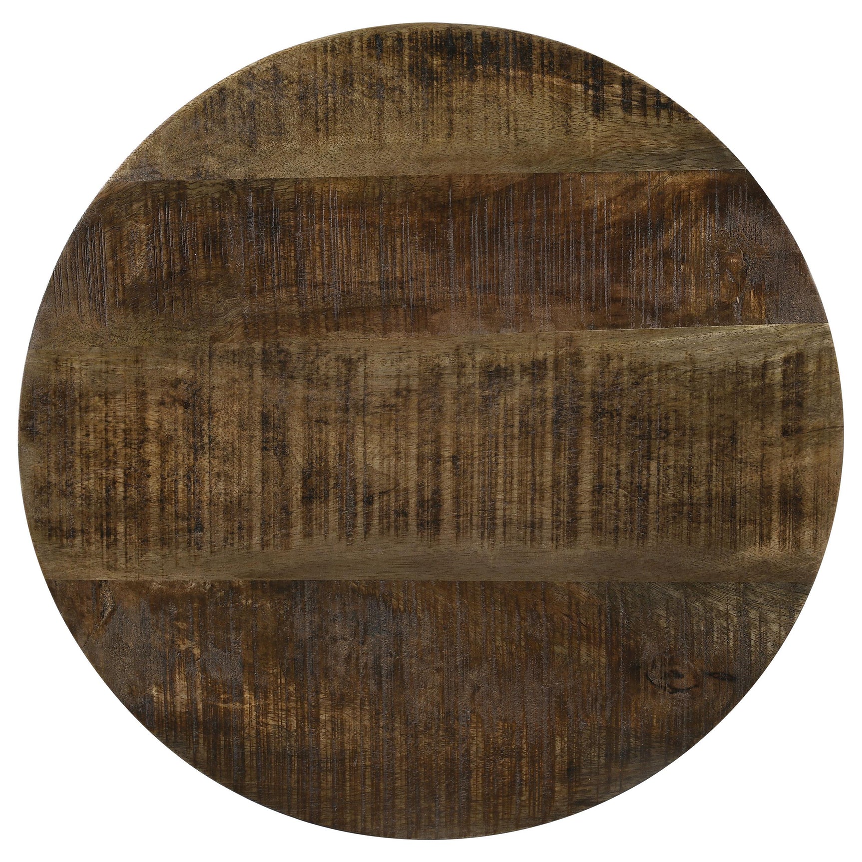 Aurora Natural and Black Round Drum Base Accent Side Table - Ornate Home