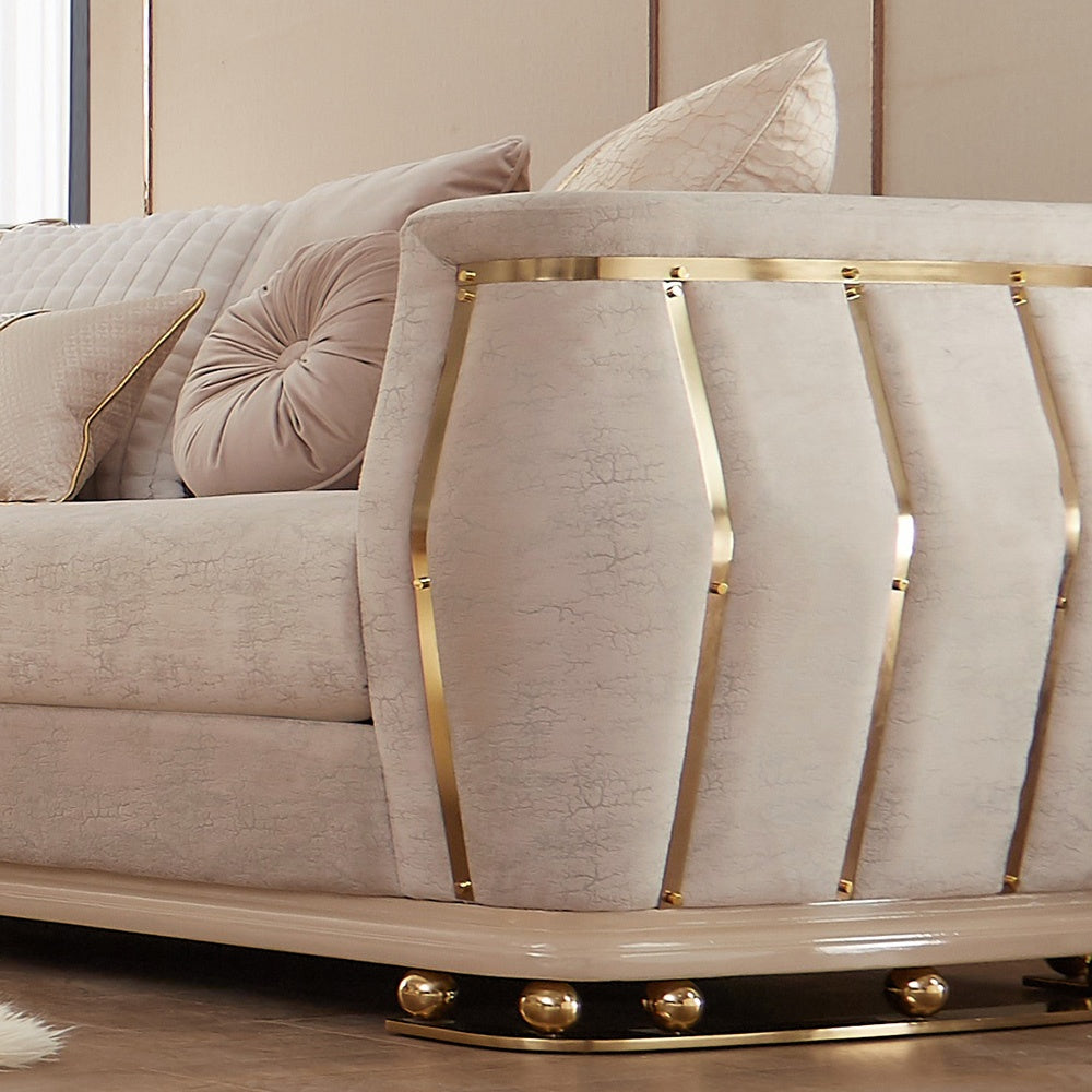 Aurora Palace Beige Loveseat / HD-9003 - Ornate Home