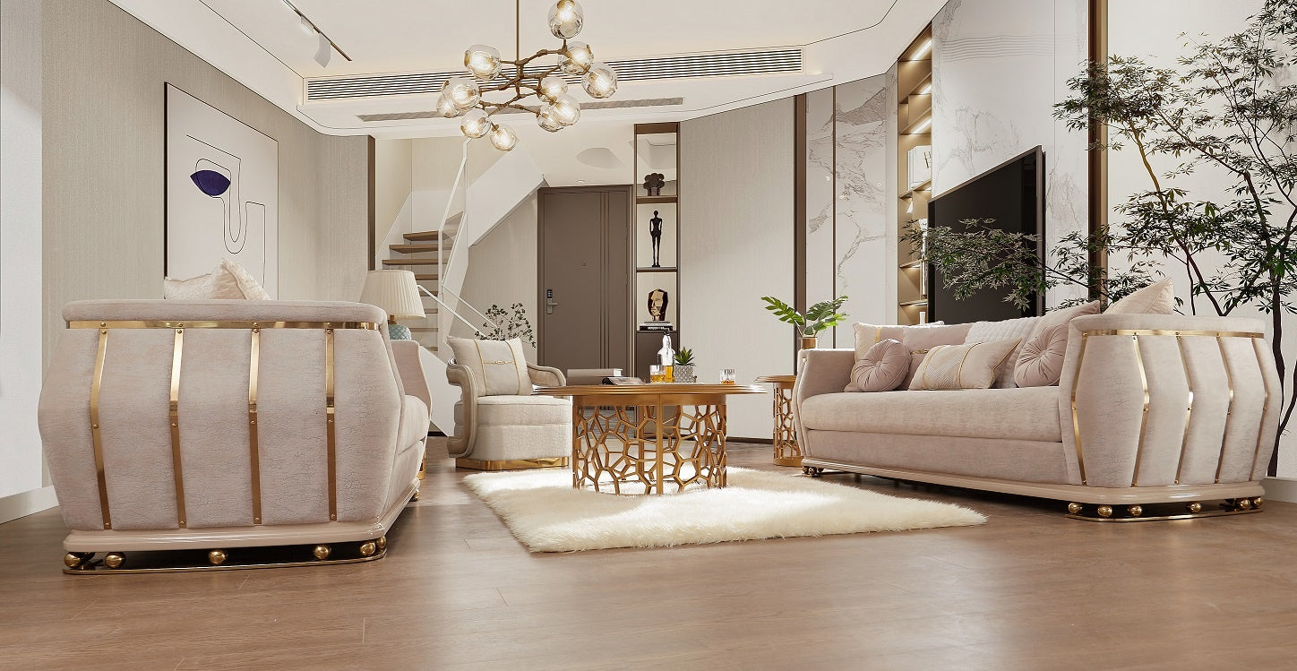 Aurora Palace Beige Loveseat / HD-9003 - Ornate Home